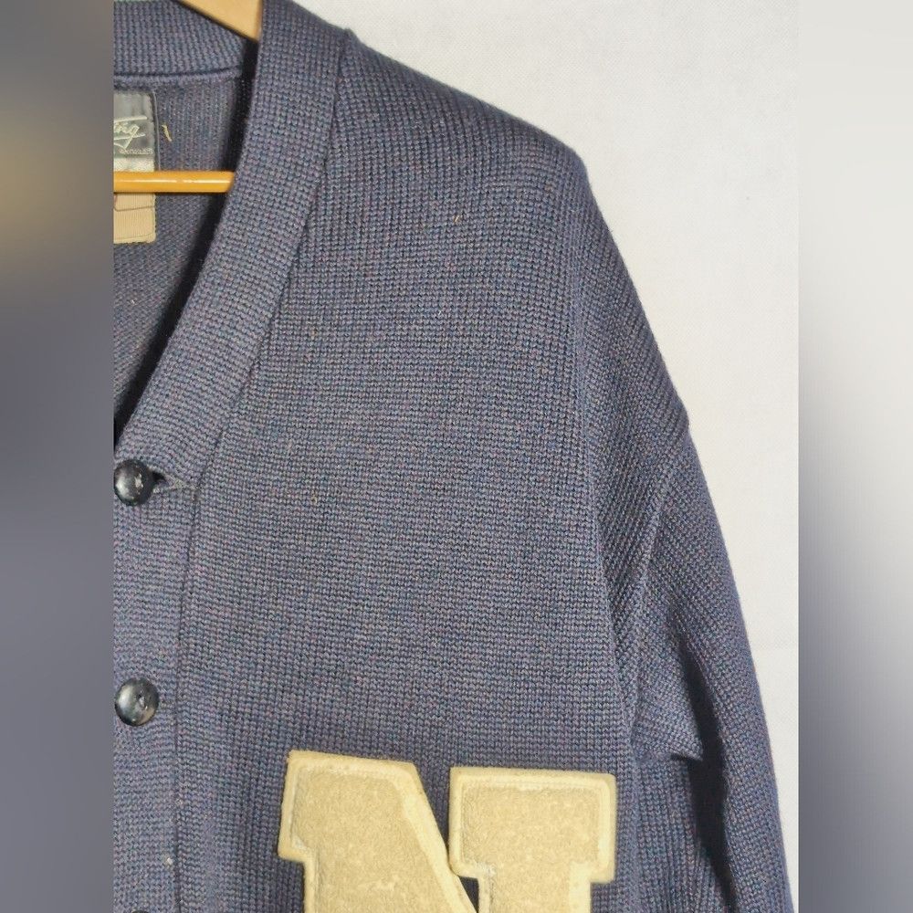 Other 1950s Whiting Los Angeles Navy Wool Cardigan Letter Sweater Size US XXL / EU 58 / 5 - 3 Thumbnail