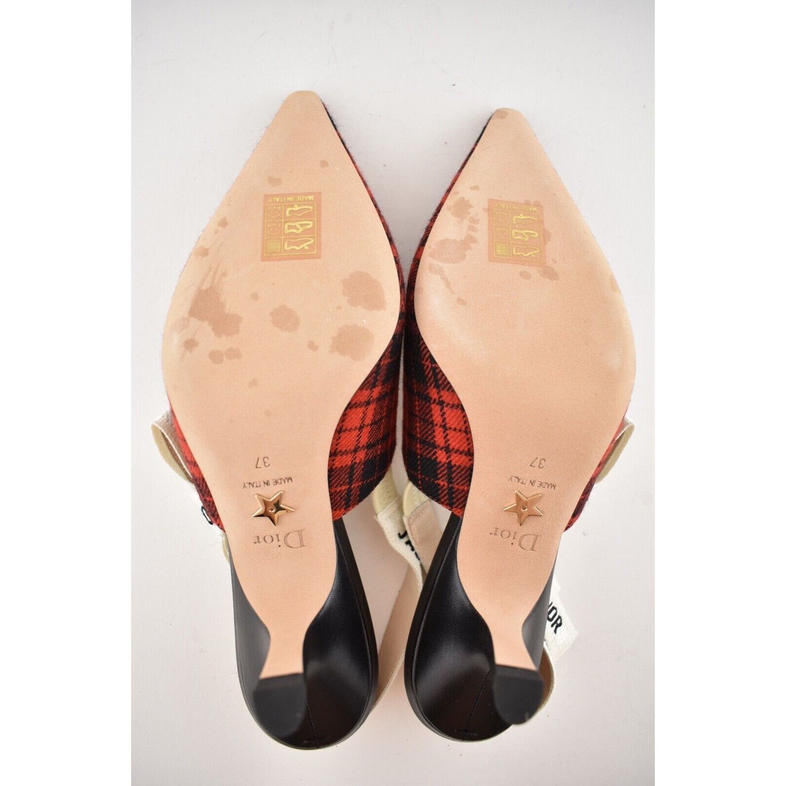 J'adior Jadior Check Slingback Sling Sandal Heel Pump 37