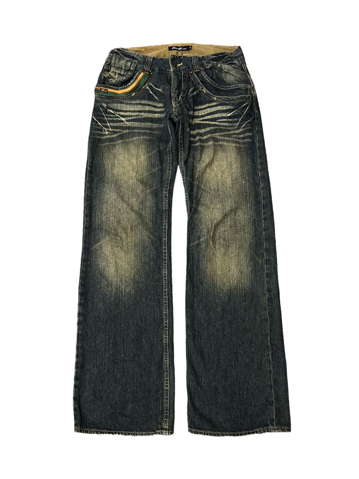 FLARED💥ROOT THREE DISTRESSED DENIM PANT
