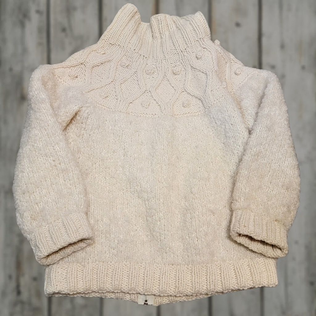 Vintage VINTAGE Avoca Cardigan Sweater Mens/ Womens Fisherman Wool Full Zip Pockets 70s Boho Ivory Med Size M / US 6-8 / IT 42-44 - 1 Thumbnail