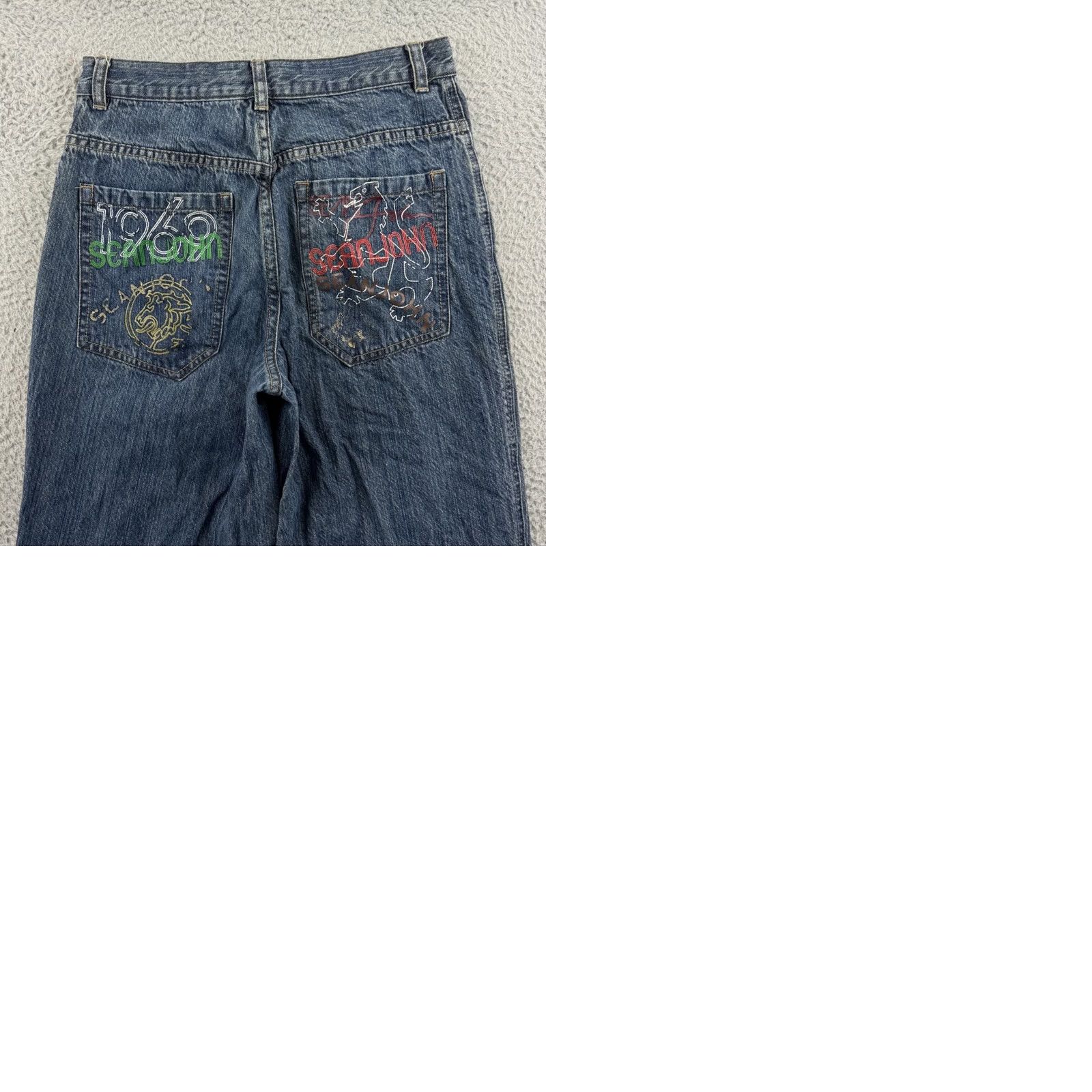 Sean John VINTAGE Sean John Jeans Mens 28x31 Wide-Leg Denim Blue 5-Pocket Grunge Hip Hop Size US 28 / EU 44 - 9 Thumbnail