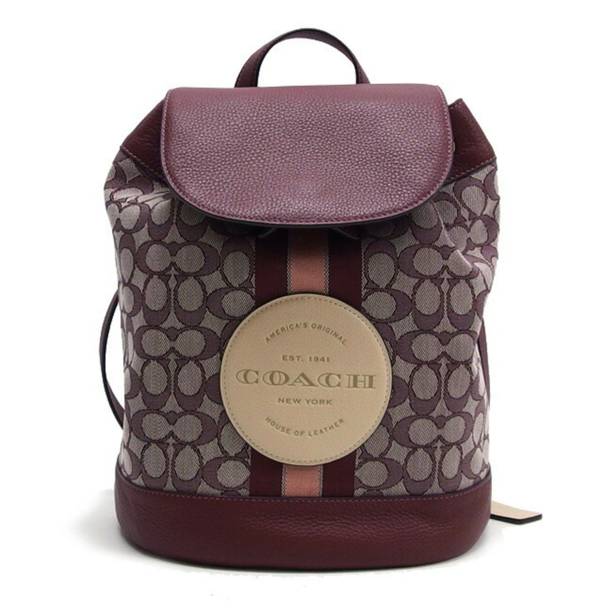 image of Coach Outline Signature Dempsey Drawstring Backpack in White, Women's