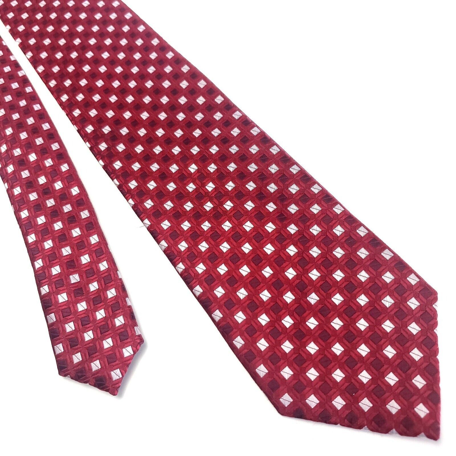 Dockers Dockers Red Silk Tie Woven Check Short Skinny Size ONE SIZE - 1 Thumbnail
