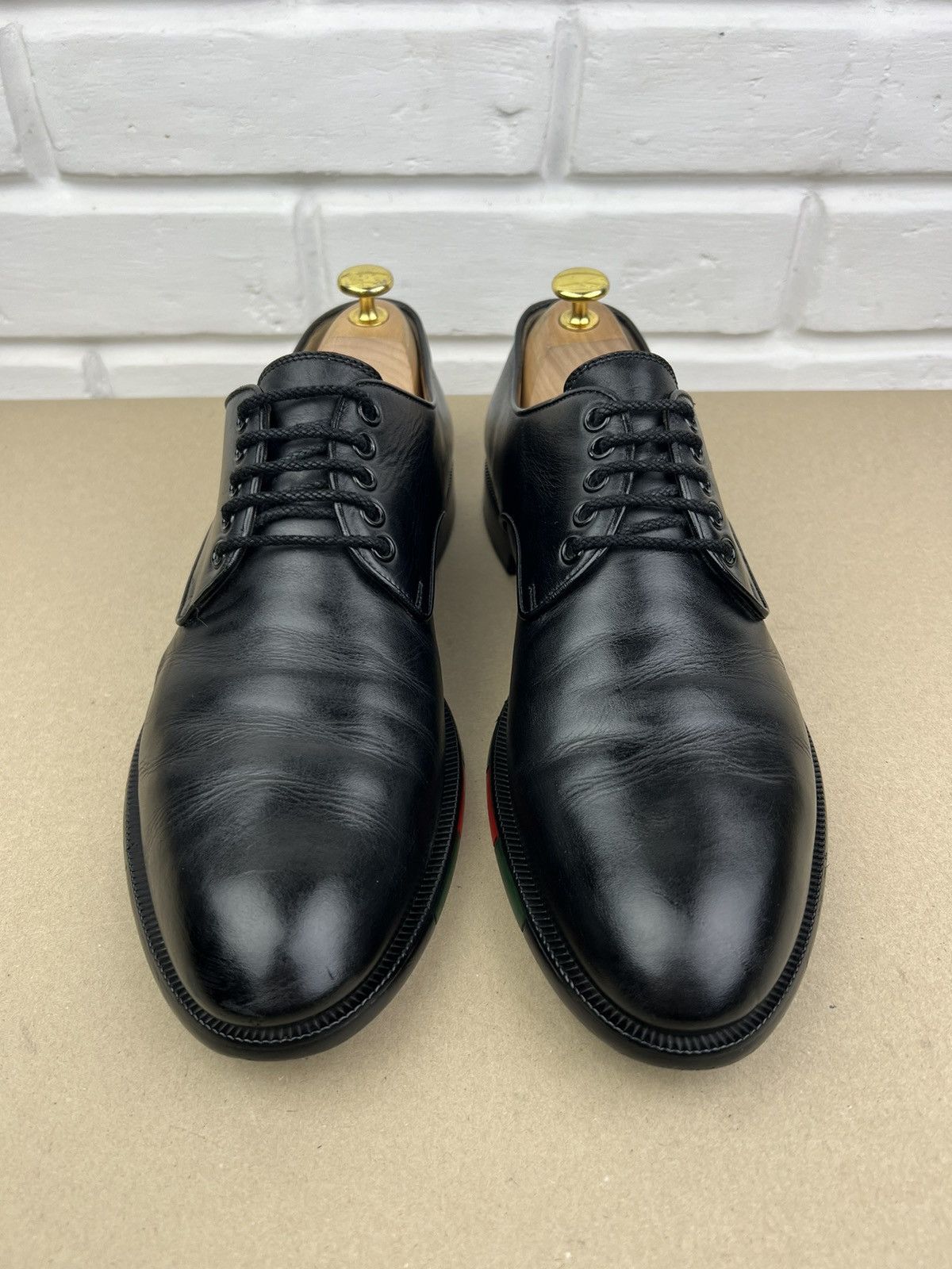 Gucci GUCCI Derby Leather Shoes Lace Up Web Stripe Black Men’s Size US 10.5 / EU 43-44 - 4 Thumbnail