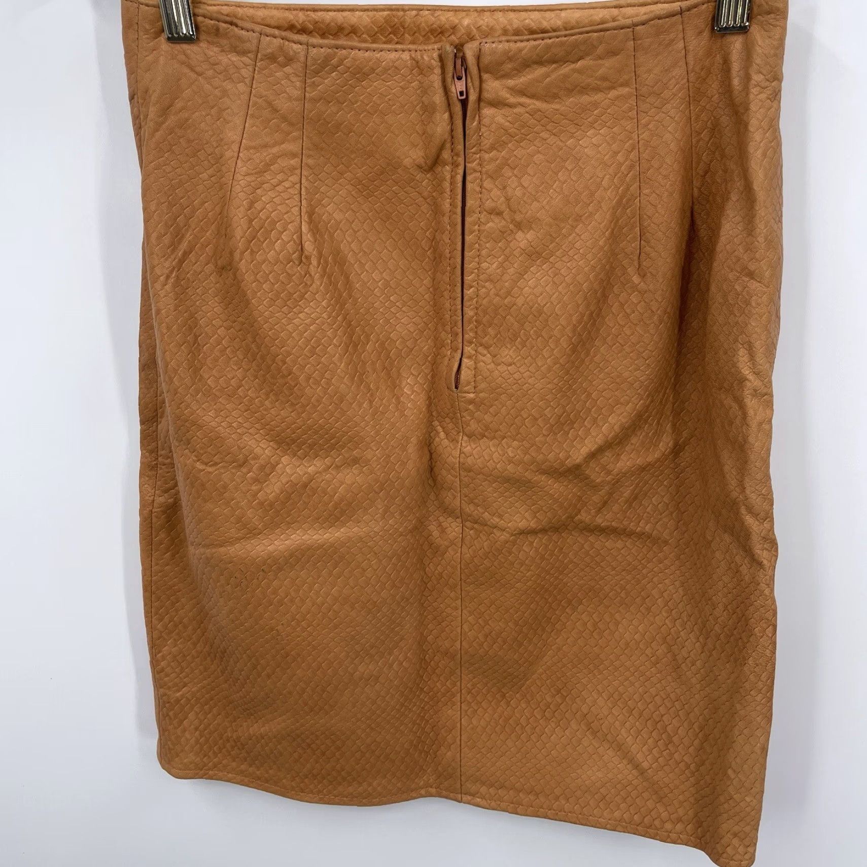 Vintage Vakko Skirt Womens 8 Brown Leather Mini Pencil Solid 90s Bohemian Size 30" / US 8 / IT 44 - 5 Thumbnail