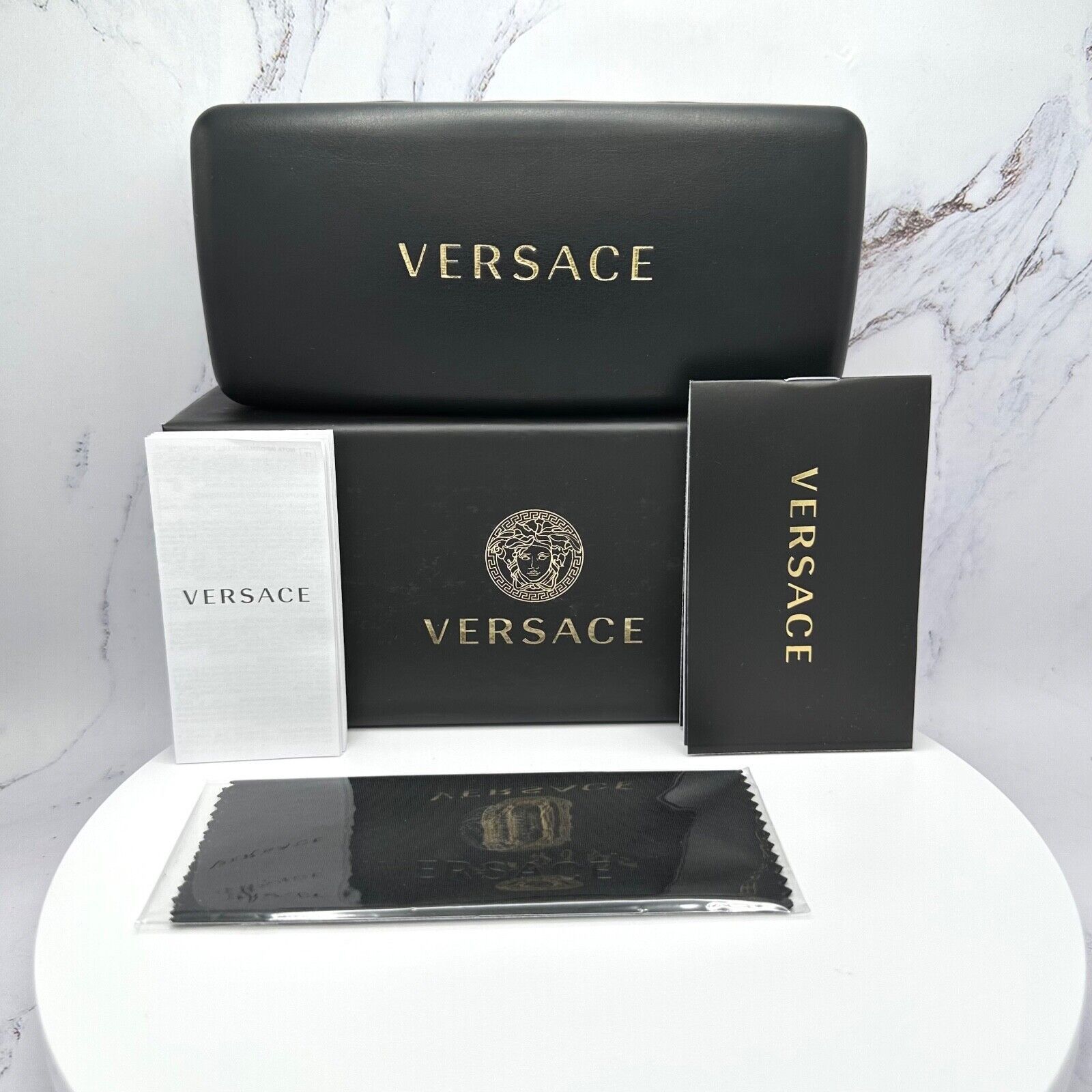 Versace New Versace Sunglasses Black Gold Medusa Plaque Oval Italy Size ONE SIZE - 9 Thumbnail