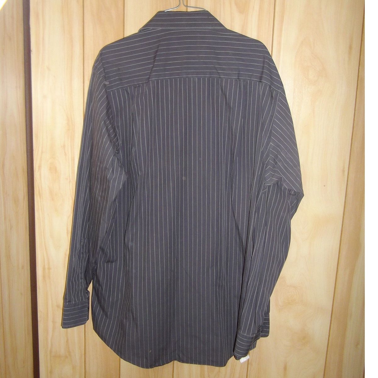 Calvin Klein Calvin Klein Gray Cotton Pinstripe Shirt Men Tall XL Size US XL / EU 56 / 4 - 2 Thumbnail