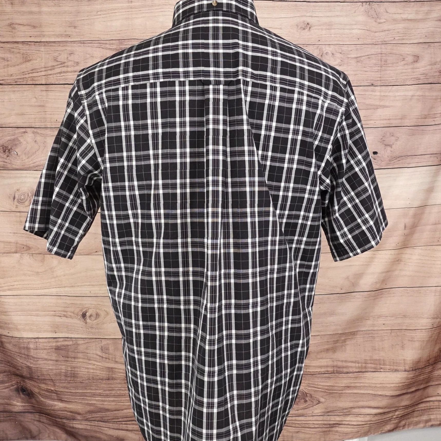 Roundtree & Yorke Roundtree & Yorke Shirt Mens Medium Black White Plaid Button Down Wrinkle Free Size US M / EU 48-50 / 2 - 4 Thumbnail