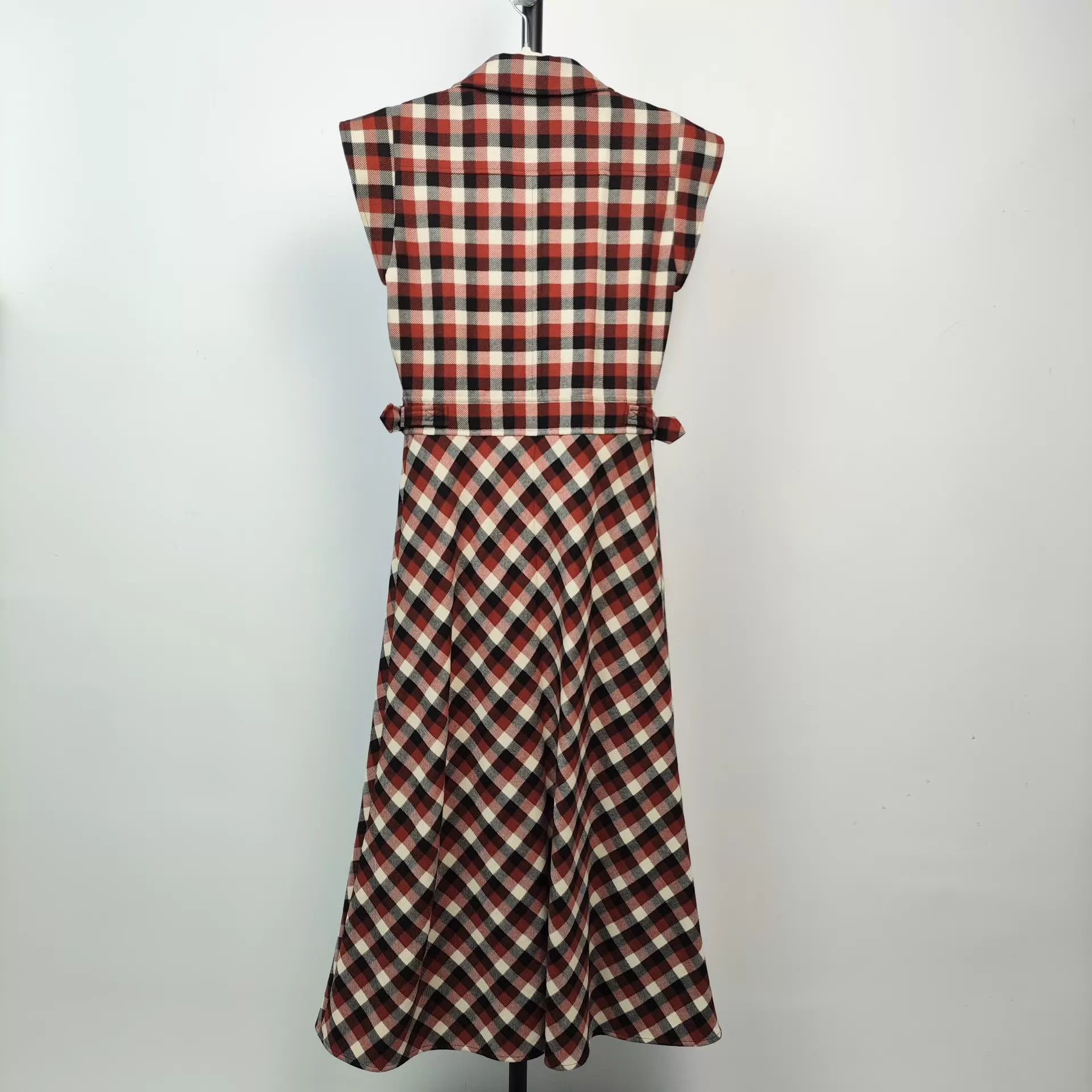 Dior Dior Wool Sleeveless Check Dress Red-Black 34 Size XS / US 0-2 / IT 36-38 - 2 Thumbnail