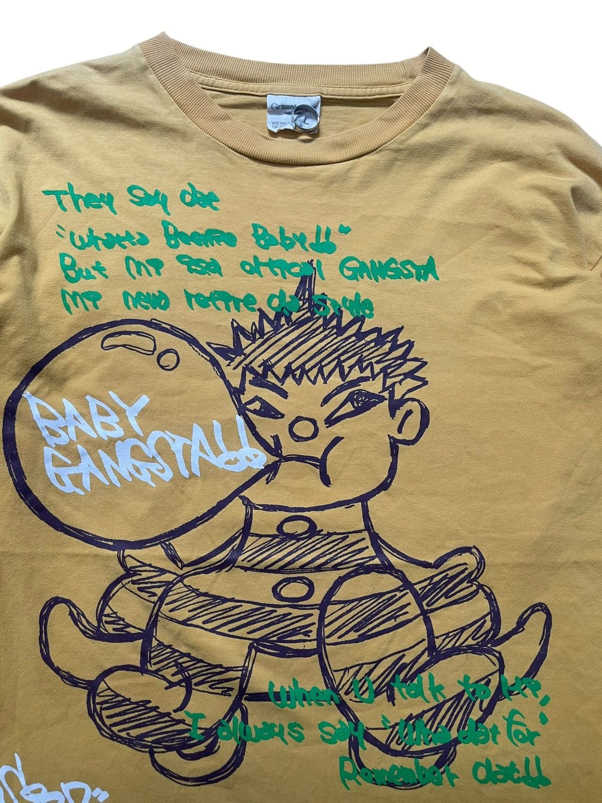 Japanese Brand Y2K Hiphop Grasshither Baby Gangsta Long Sleeve Skate Tee Size US L / EU 52-54 / 3 - 4 Thumbnail