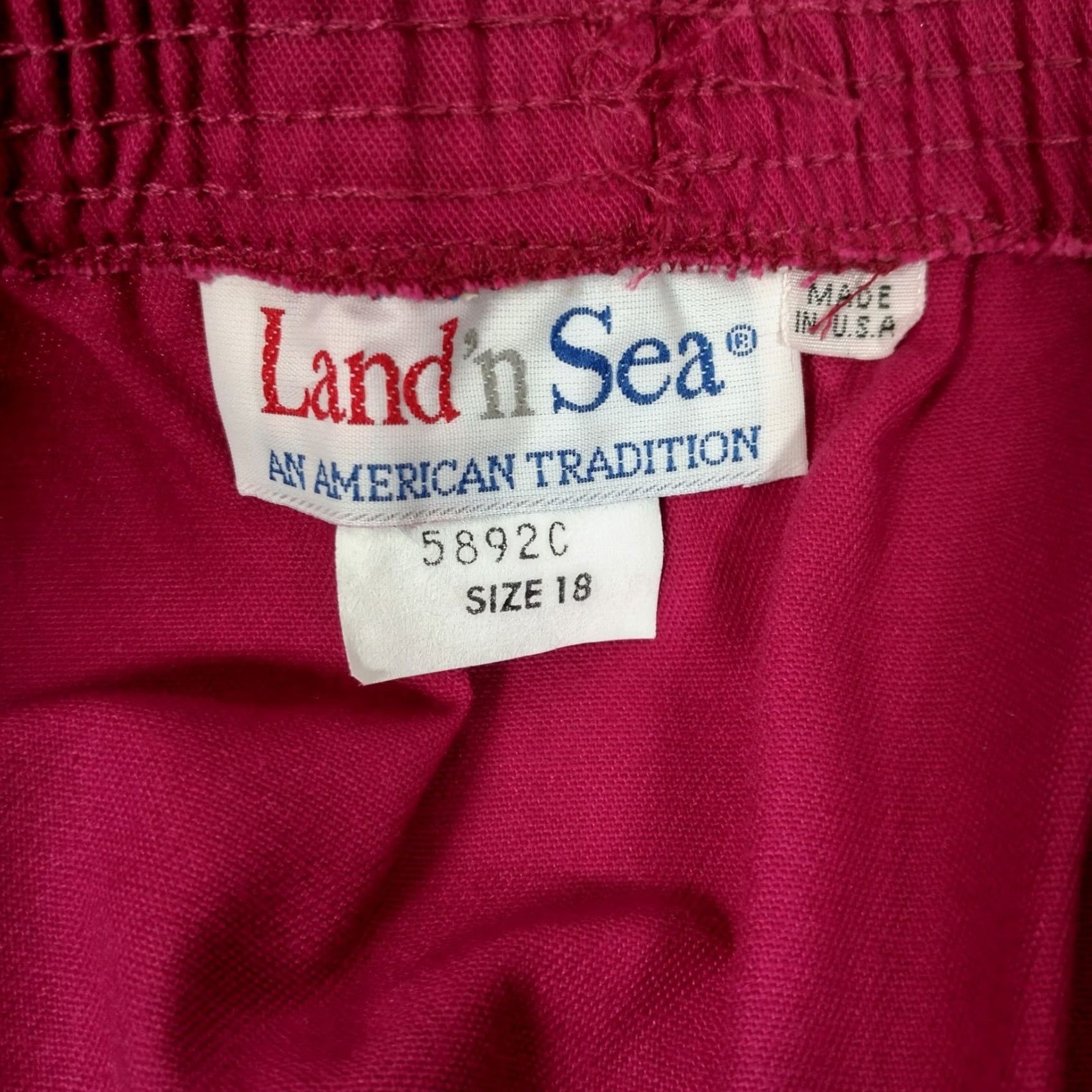Vintage VINTAGE Land' n Sea Skirt Midi A-Line 18 Maroon Elastic Cotton Blend Twill Pockets Womens Mens? Size 40" / US 18 - 3 Thumbnail