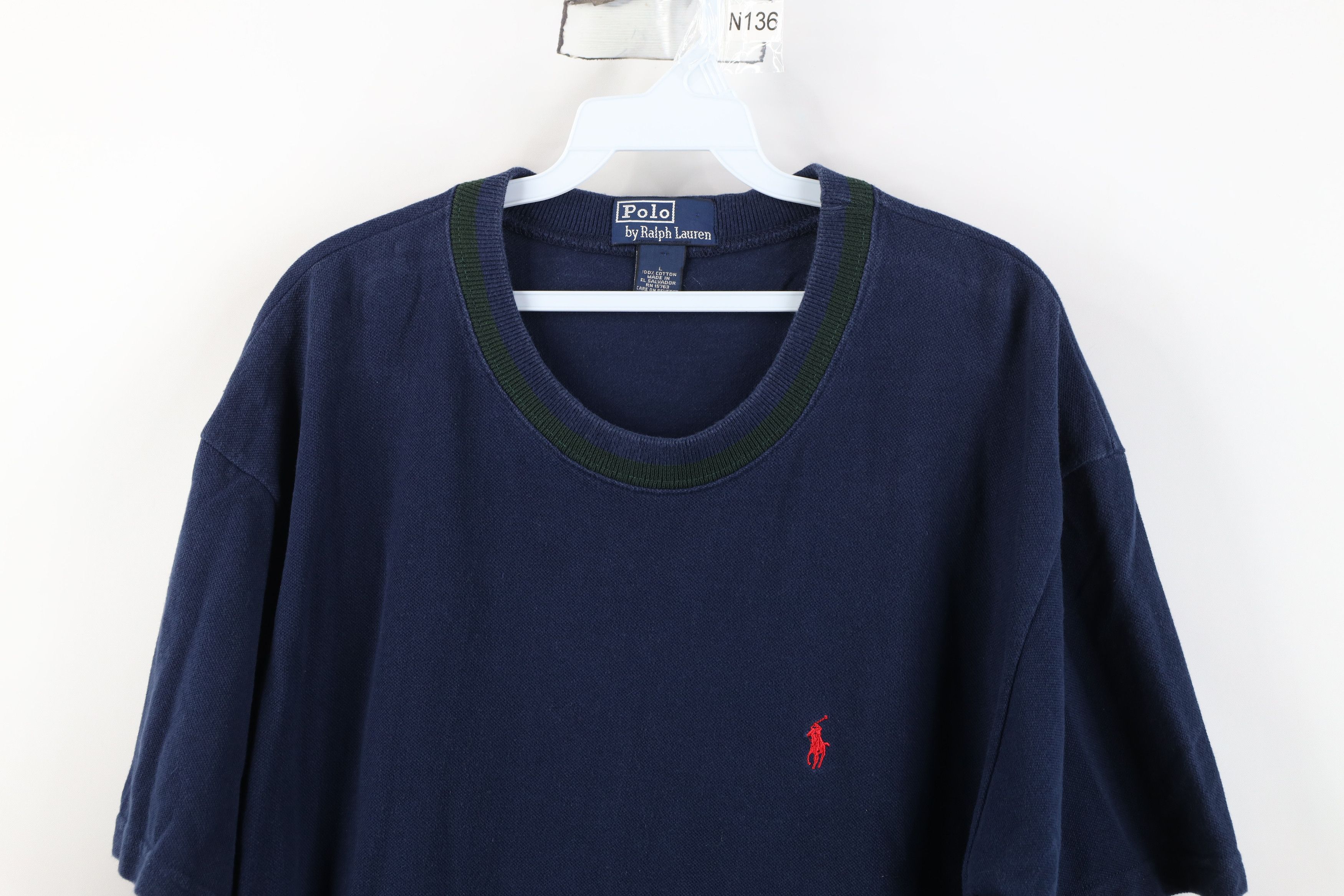 Ralph Lauren Vintage 90s Ralph Lauren Cotton Knit Striped T-Shirt Blue Size US L / EU 52-54 / 3 - 2 Thumbnail