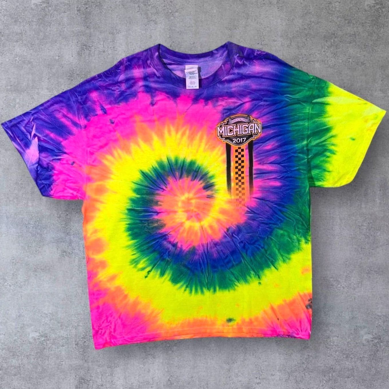 Gildan Michigan Racing 2017 “As Real As It Gets” Motorsports Graphic Tie Dye T-Shirt XL Size US XL / EU 56 / 4 - 2 Thumbnail