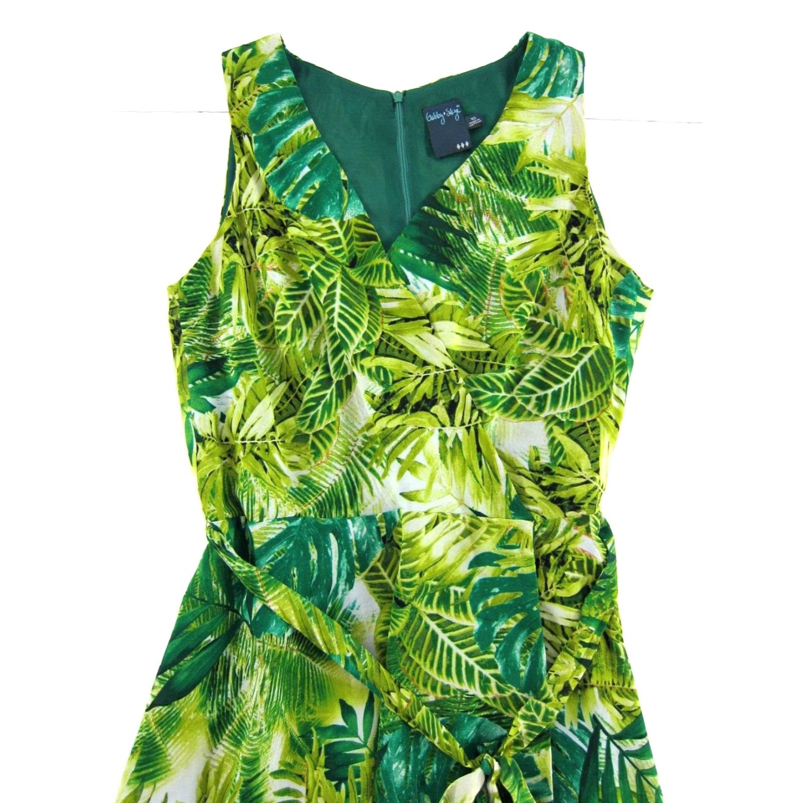 Vintage Gabby Skye Green Floral Sleeveless V-Neck Wrap Tie Midi Maxi Tank Dress 10 Size L / US 10 / IT 46 - 4 Thumbnail