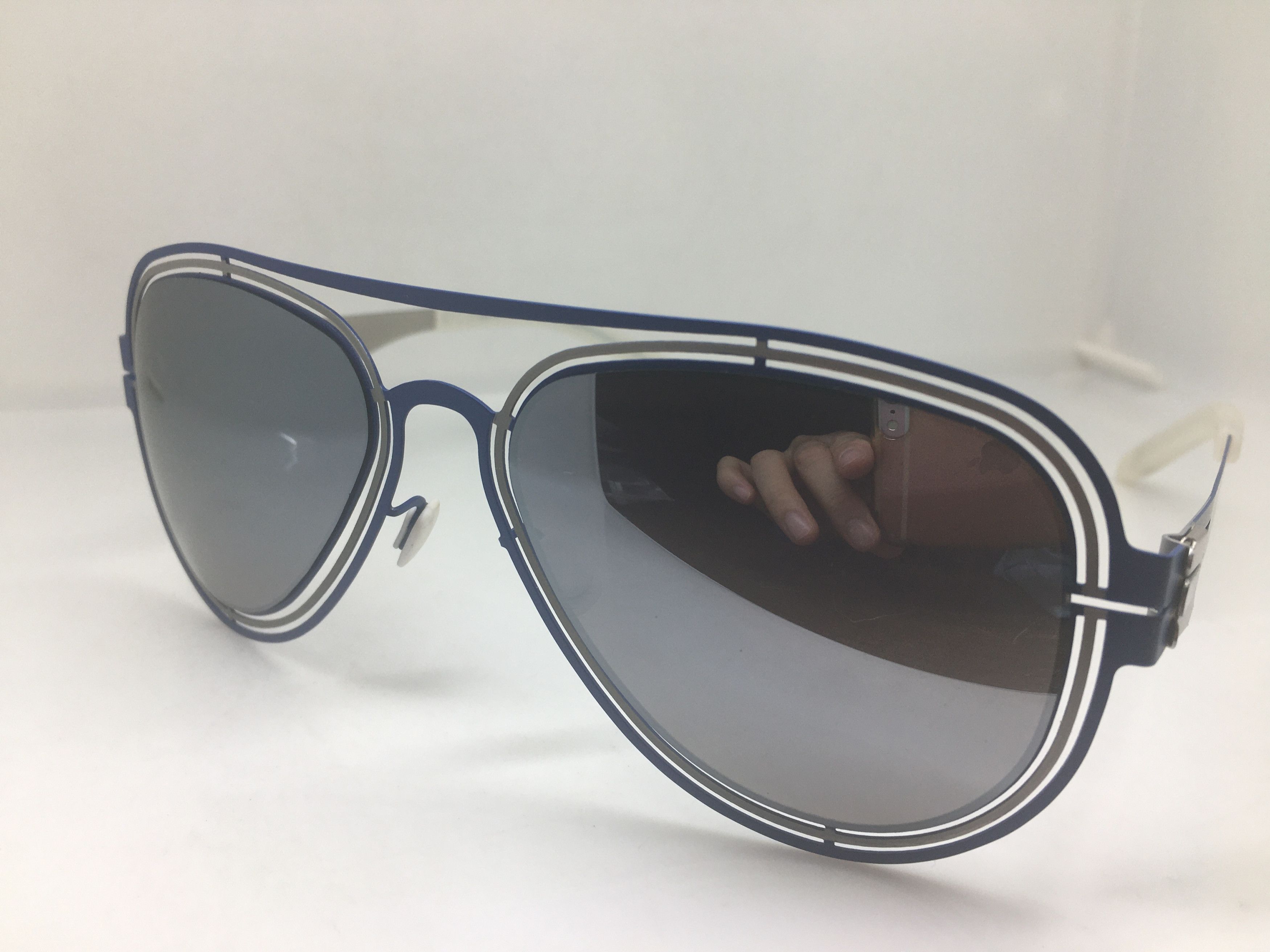 Other Silver Blue Alloy Aviator Sunglasses Frame Pilot Size ONE SIZE - 3 Thumbnail