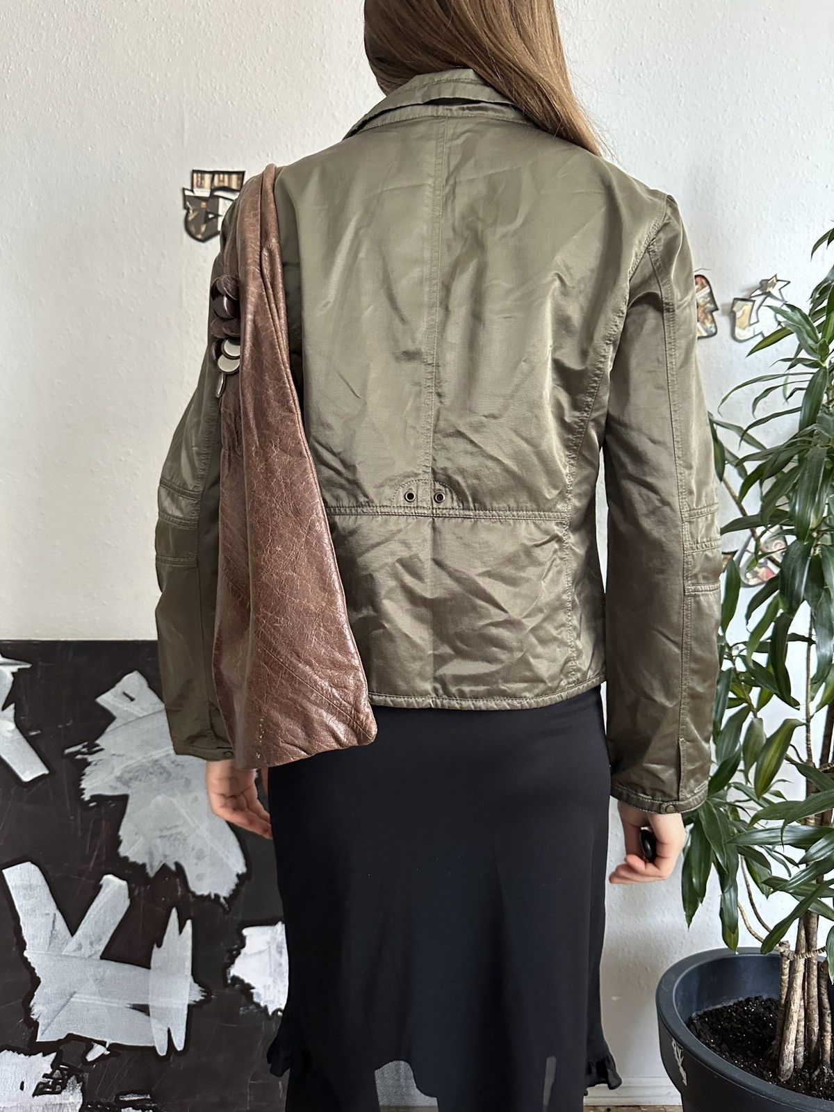 If Six Was Nine × Seditionaries × Vintage Shiny Khaki Doble Zip Up Crop Vintage Jacket Size XS / US 0-2 / IT 36-38 - 4 Thumbnail