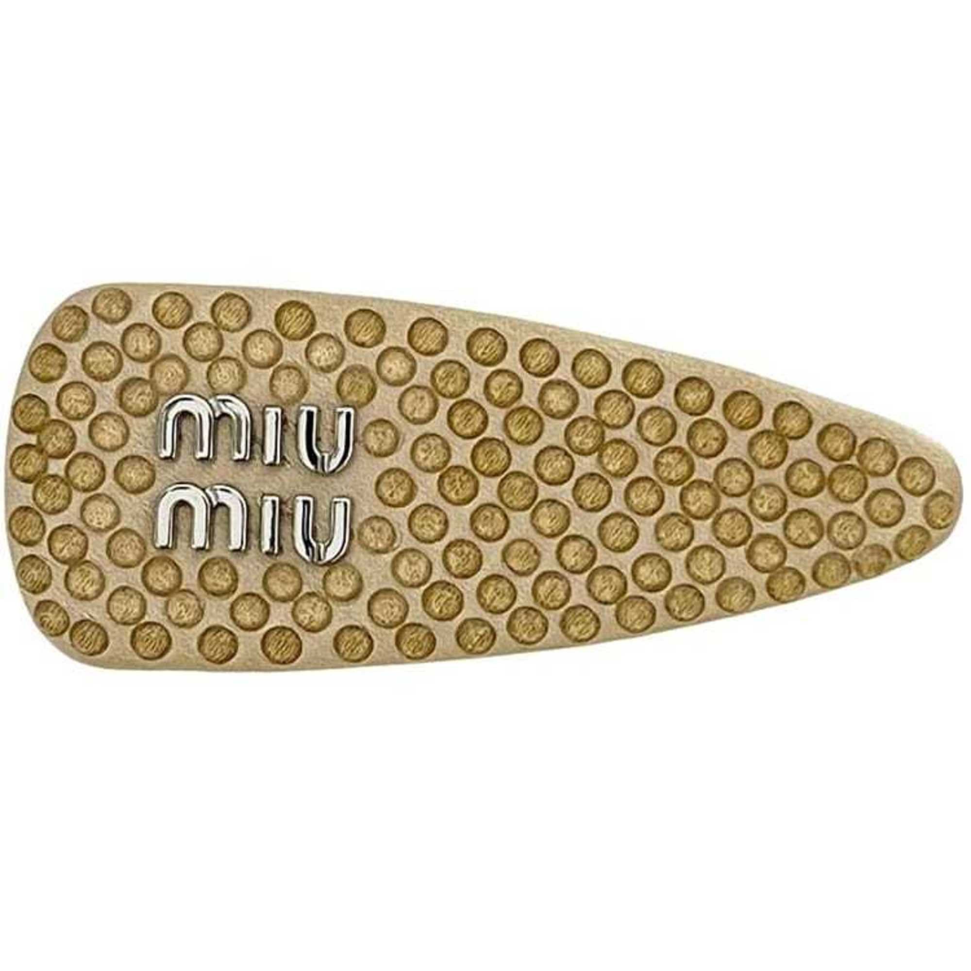 Miu Miu Miu Miu Miu Barrette f-24386 Beige SABBIA STARLIGHT 5IF092 2DDK F0036 Satin Stone Hair Clip Rhinestone Women's Size ONE SIZE - 1 Thumbnail