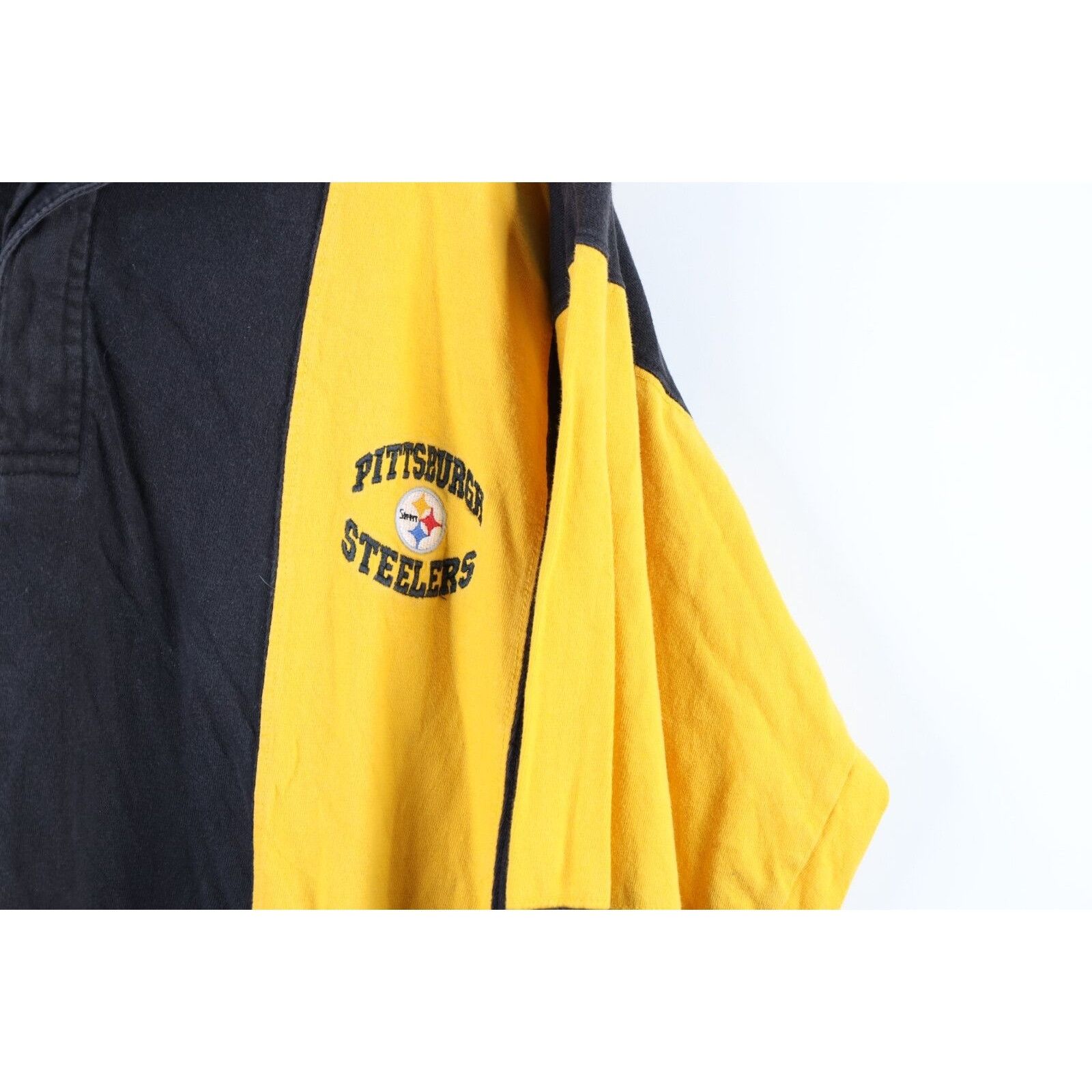 Vintage 90s Faded Pittsburgh Steelers Long Sleeve Polo