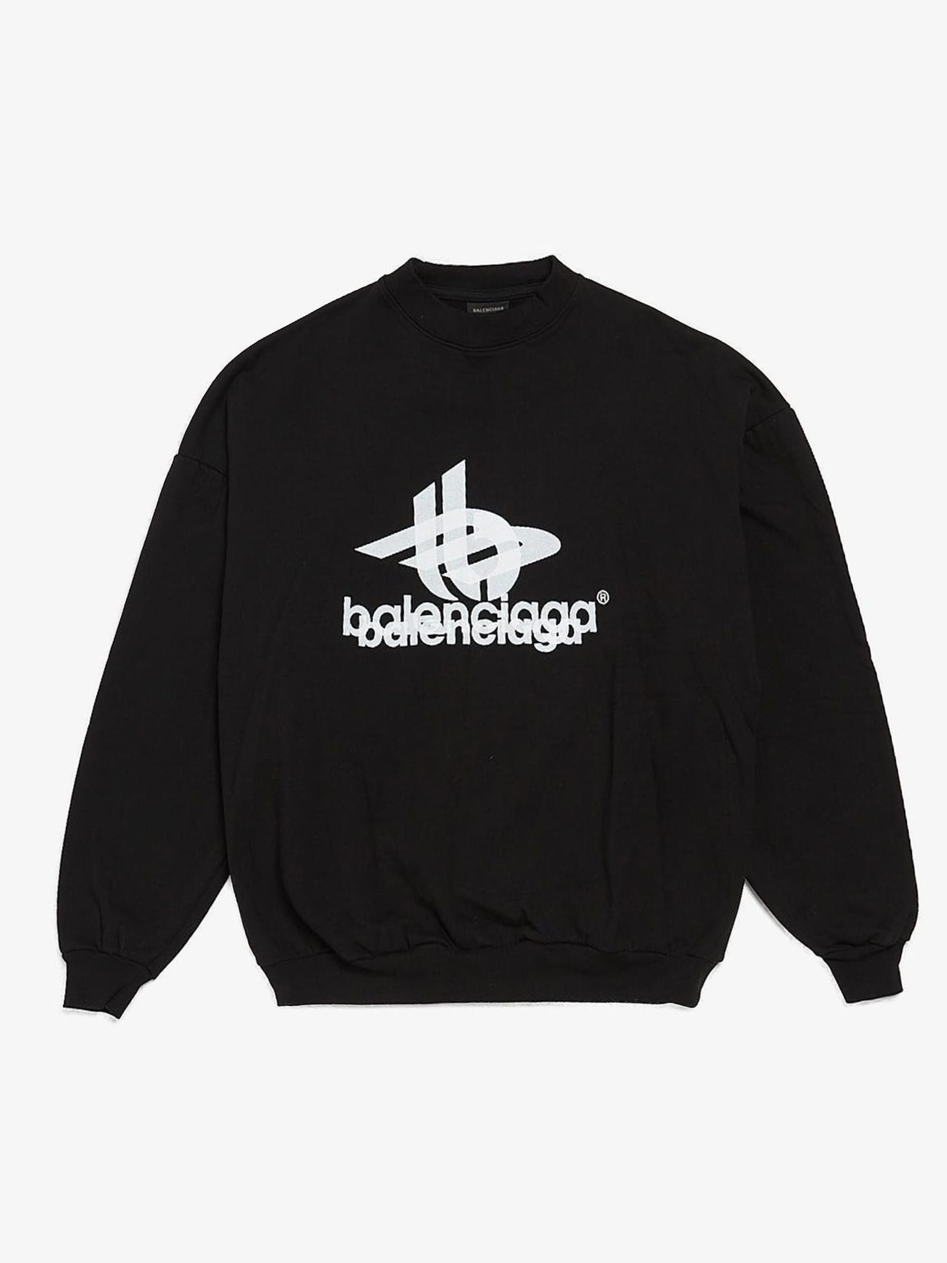 Balenciaga Black Double Logo Printed Cotton Sweatshirt Size US S / EU 44-46 / 1 - 1 Thumbnail