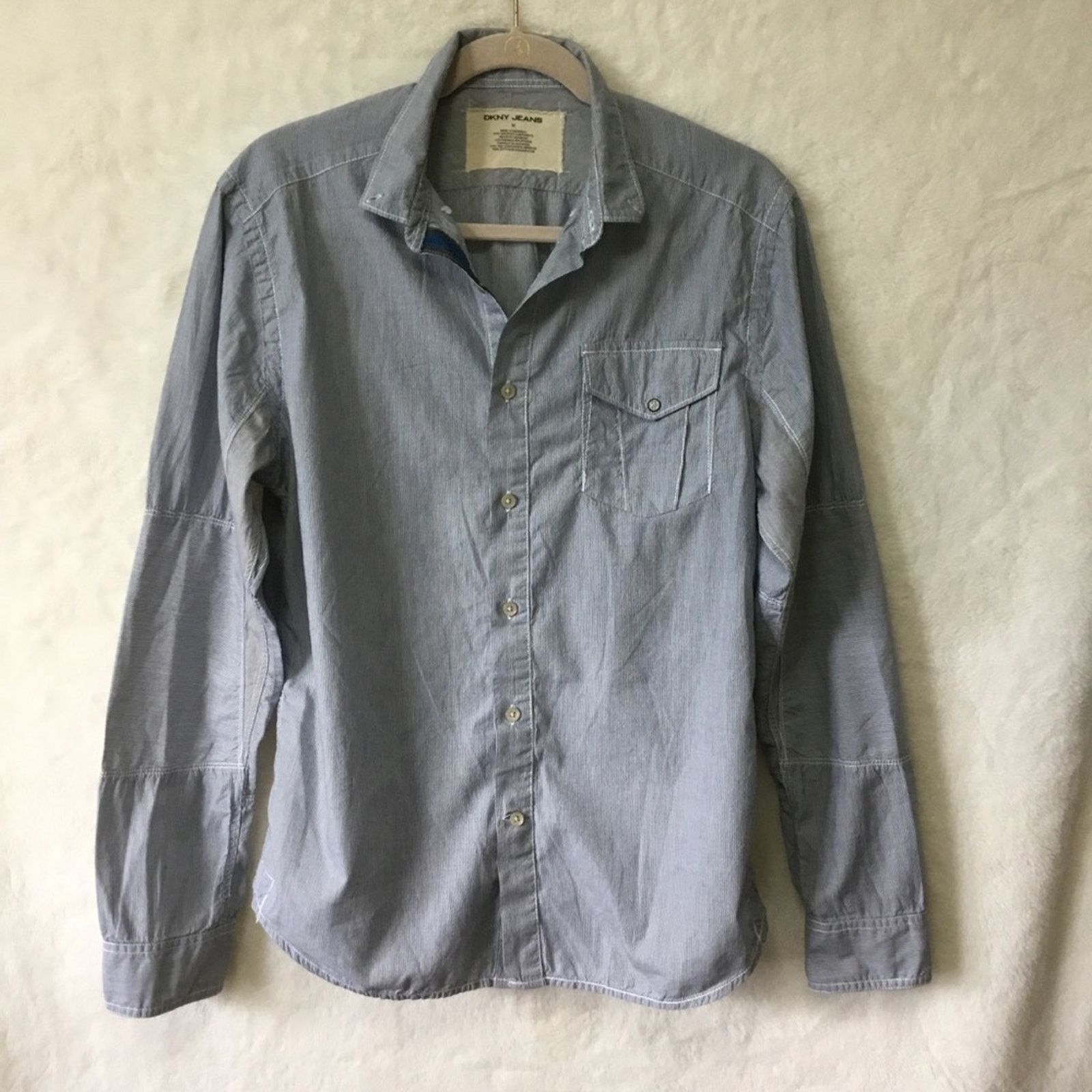 DKNY DKNY Jeans Blue Striped Button-Up Shirt Size M / US 6-8 / IT 42-44 - 1 Thumbnail