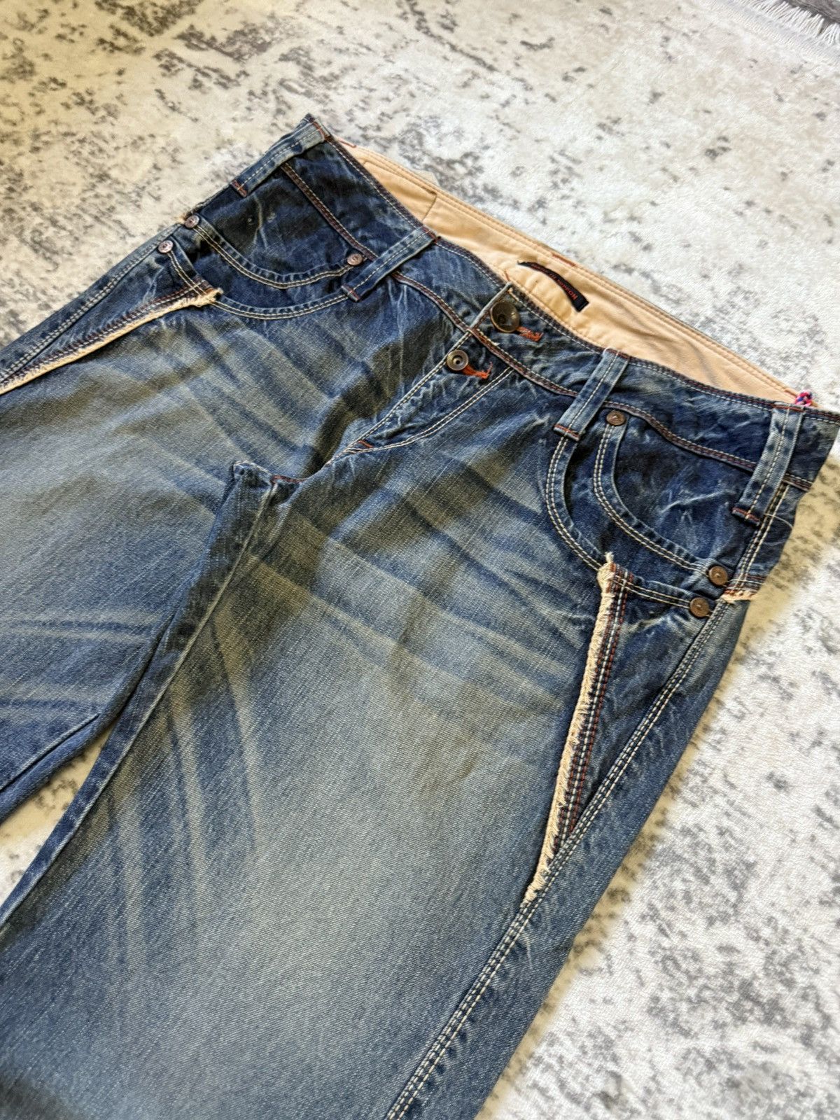 Beauty Beast Beauty Beast Style Asymmetrical Pocket Wide Leg Flared Jeans Size US 32 / EU 48 - 4 Thumbnail