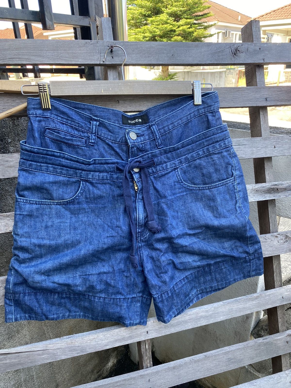 Vintage Cabane De Zucca Double Waist by Issey Miyake Shortpant Denim Size 31" - 1 Thumbnail
