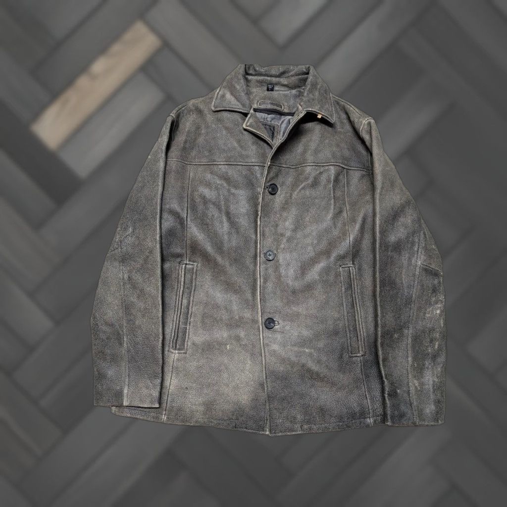 Vintage VINTAGE Excelled leather coat Jacket Mens L Brown Patina 1990s Mad Max Distressed 90s Size US L / EU 52-54 / 3 - 1 Thumbnail