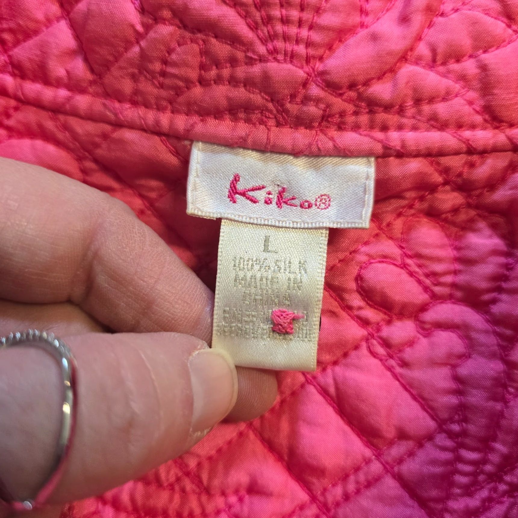Pinko VINTAGE Kiko Jacket Womens Large Pink Silk Diamond Quilted Full Zip Lightweight Casual Size L / US 10 / IT 46 - 4 Thumbnail