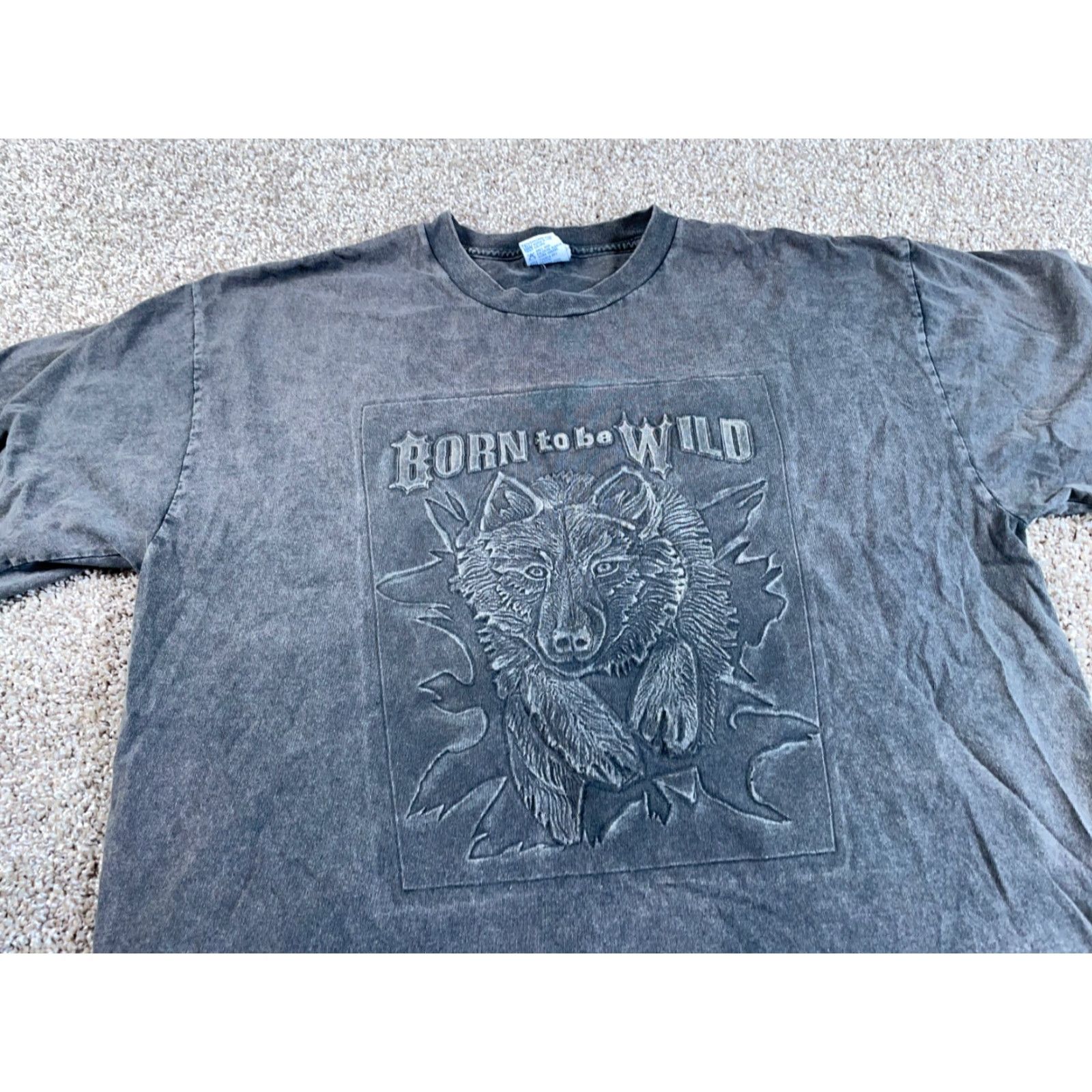 Vintage VINTAGE Wolf Born to Be Wild Graphic T-Shirt Adult XL Gray 90s Biker Mens USA Made Size US XL / EU 56 / 4 - 4 Thumbnail