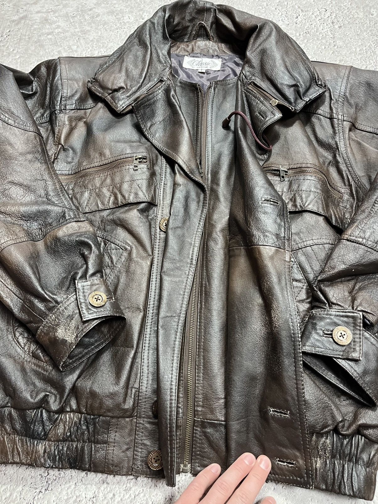 Leather Vintage Leather Bomber Jacket Brown Men Size L Zip Aviator Size US L / EU 52-54 / 3 - 8 Thumbnail