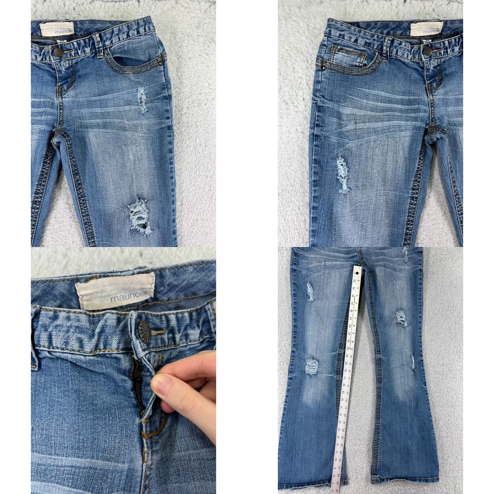 Vintage Maurices Blue Denim Stretch Bootcut Jeans Womens 5 Regular 30 Inseam 5-Pocket Size 27" / US 4 / IT 40 - 8 Thumbnail