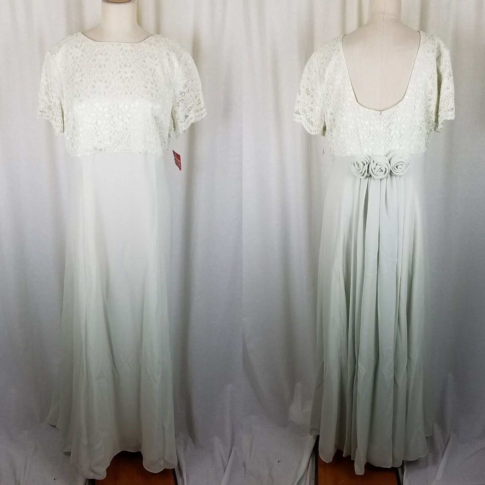 Vintage Vtg Lanz of Salsburg Lace Formal Maxi Prom Dress 14 Seafoam Size XL / US 12-14 / IT 48-50 - 1 Thumbnail