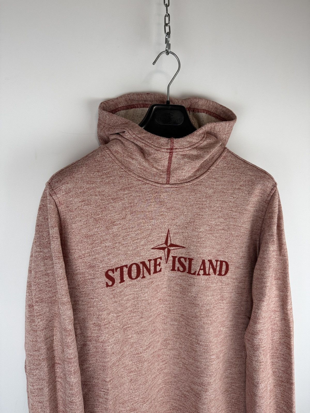 Stone Island Pink Stone Island Spellout Melange hoodie Size US M / EU 48-50 / 2 - 3 Thumbnail