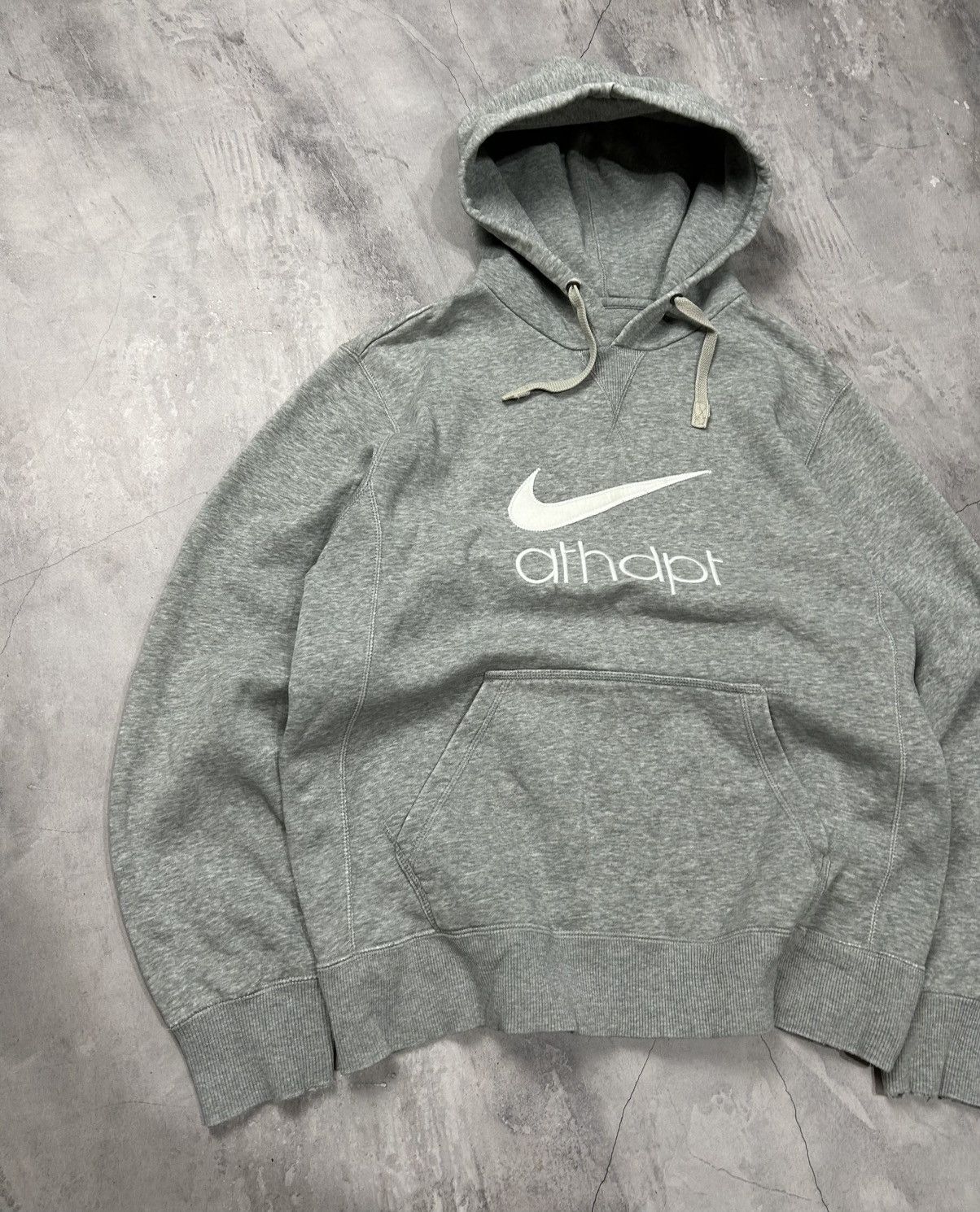 Nike × Vintage Vintage Baggy Nike Big Swoosh Athdpt Drill Hoodie Y2K Size US L / EU 52-54 / 3 - 3 Thumbnail