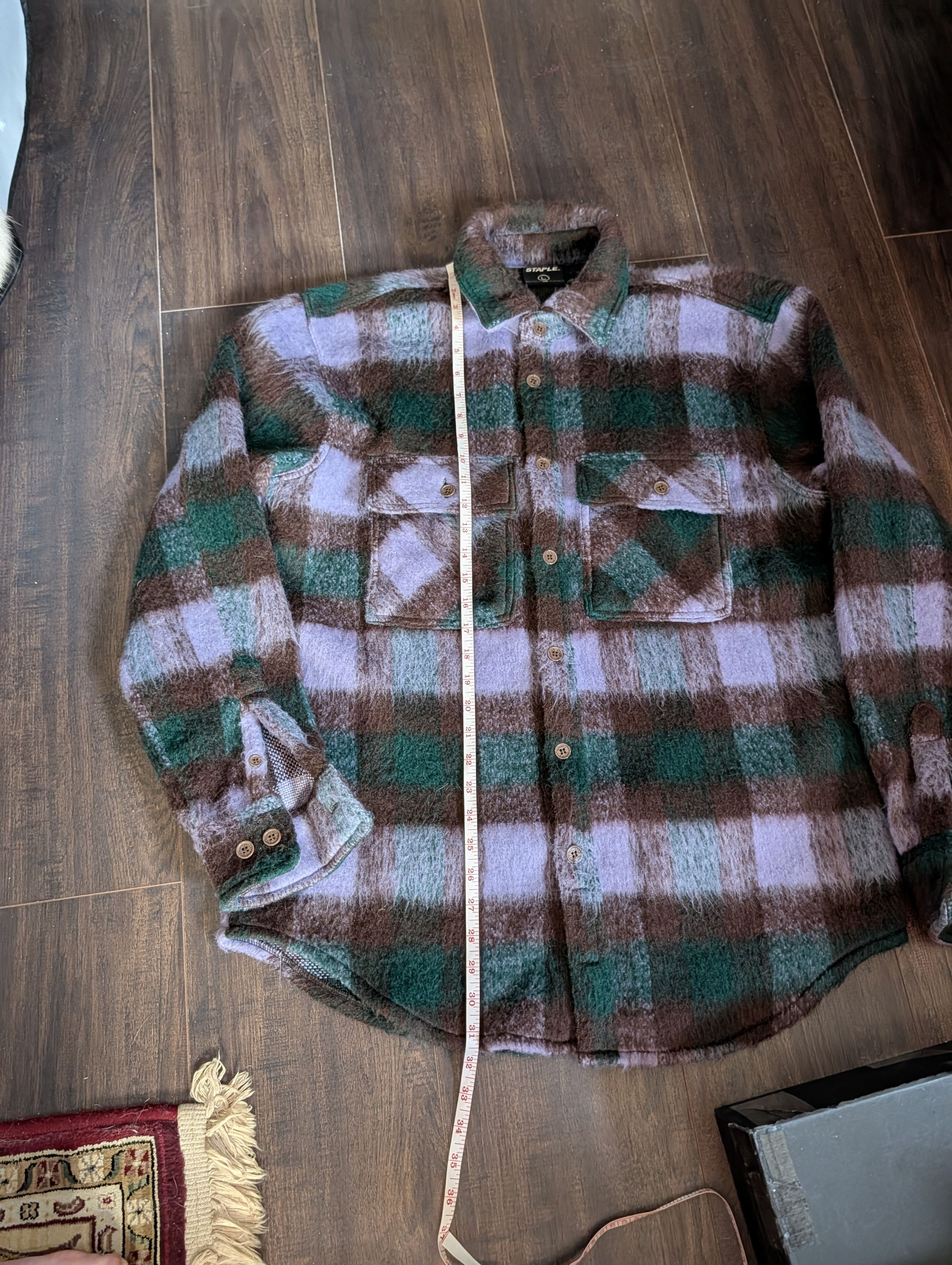 Staple Purple/Brown Plaid Fuzzy CPO Jacket sz L Size US L / EU 52-54 / 3 - 16 Thumbnail
