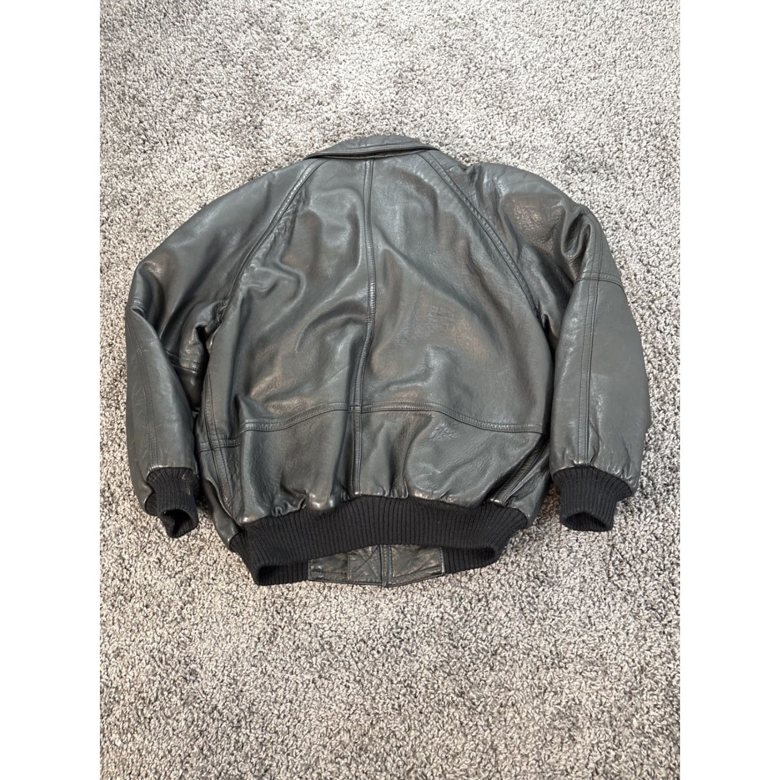 Vintage VINTAGE Bomber Jacket Mens Large Black 90s Wool Lined Faux Leather Motorcycle Italy Size US L / EU 52-54 / 3 - 8 Thumbnail
