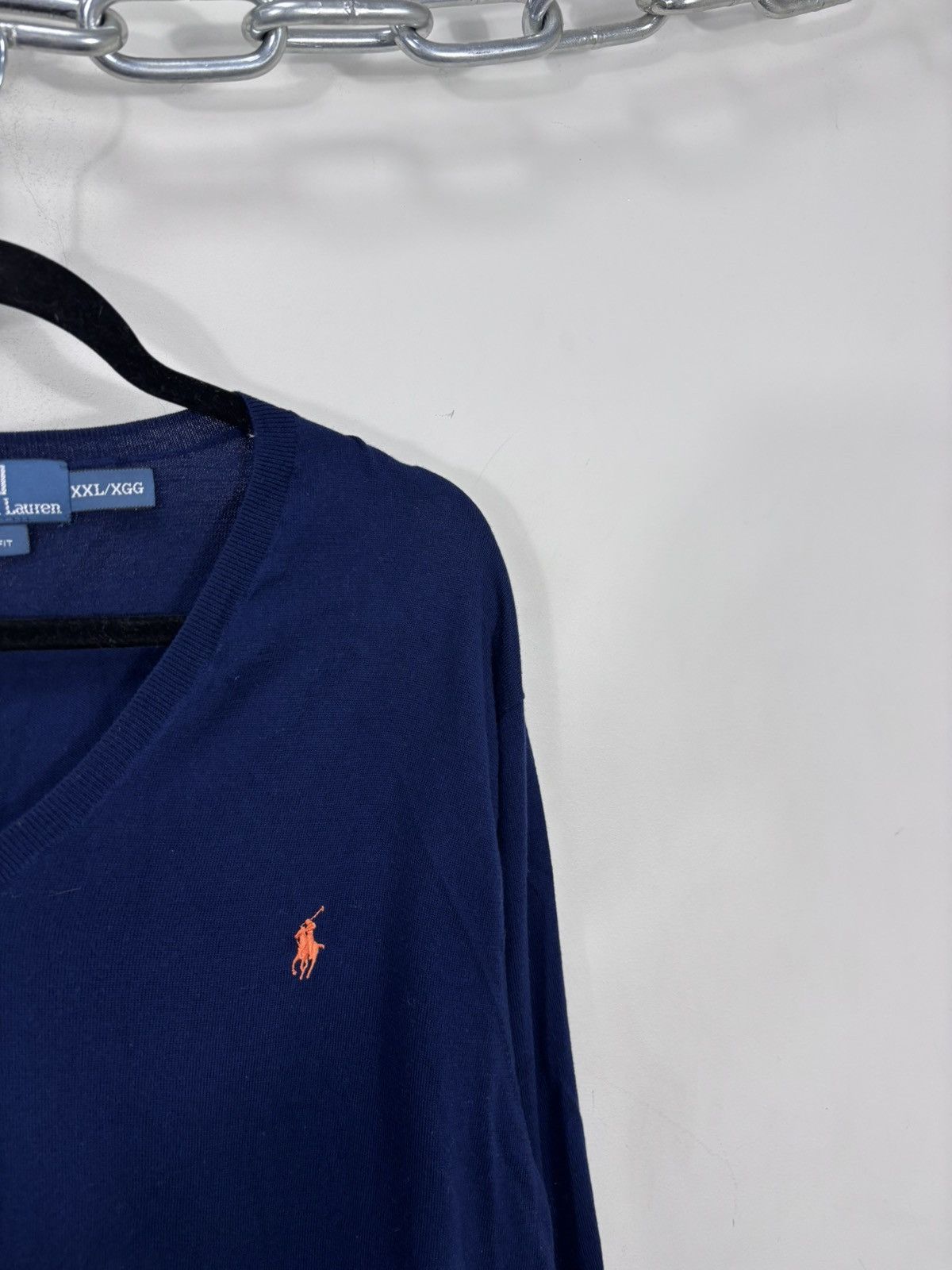 Polo Ralph Lauren Vintage Polo Ralph Lauren Blue Pima Cotton V-Neck Sweater Size US XXL / EU 58 / 5 - 3 Thumbnail
