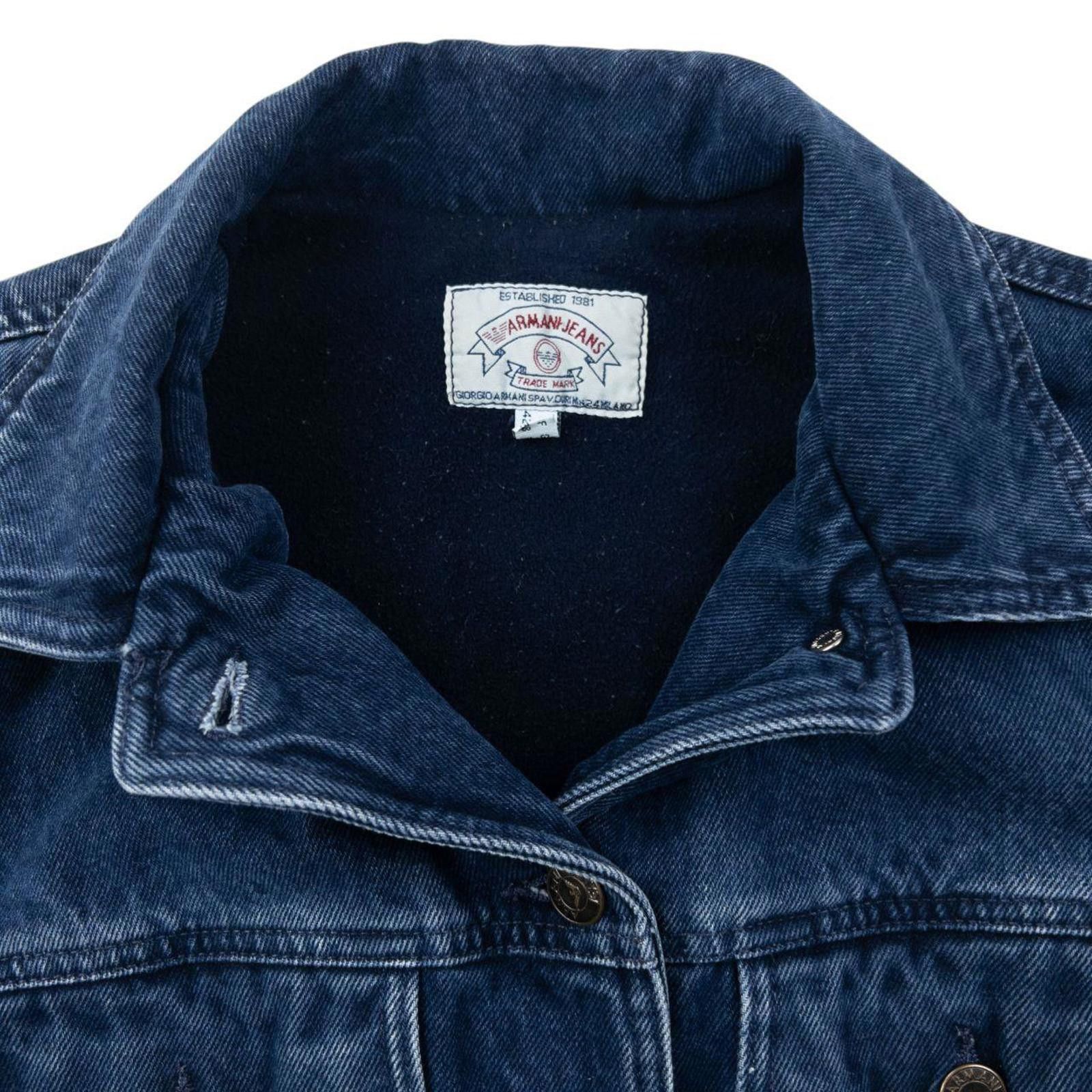 Other Vintage 90s Armani Jeans Fleece Lined Denim Jacket Womens M Size M / US 6-8 / IT 42-44 - 3 Thumbnail