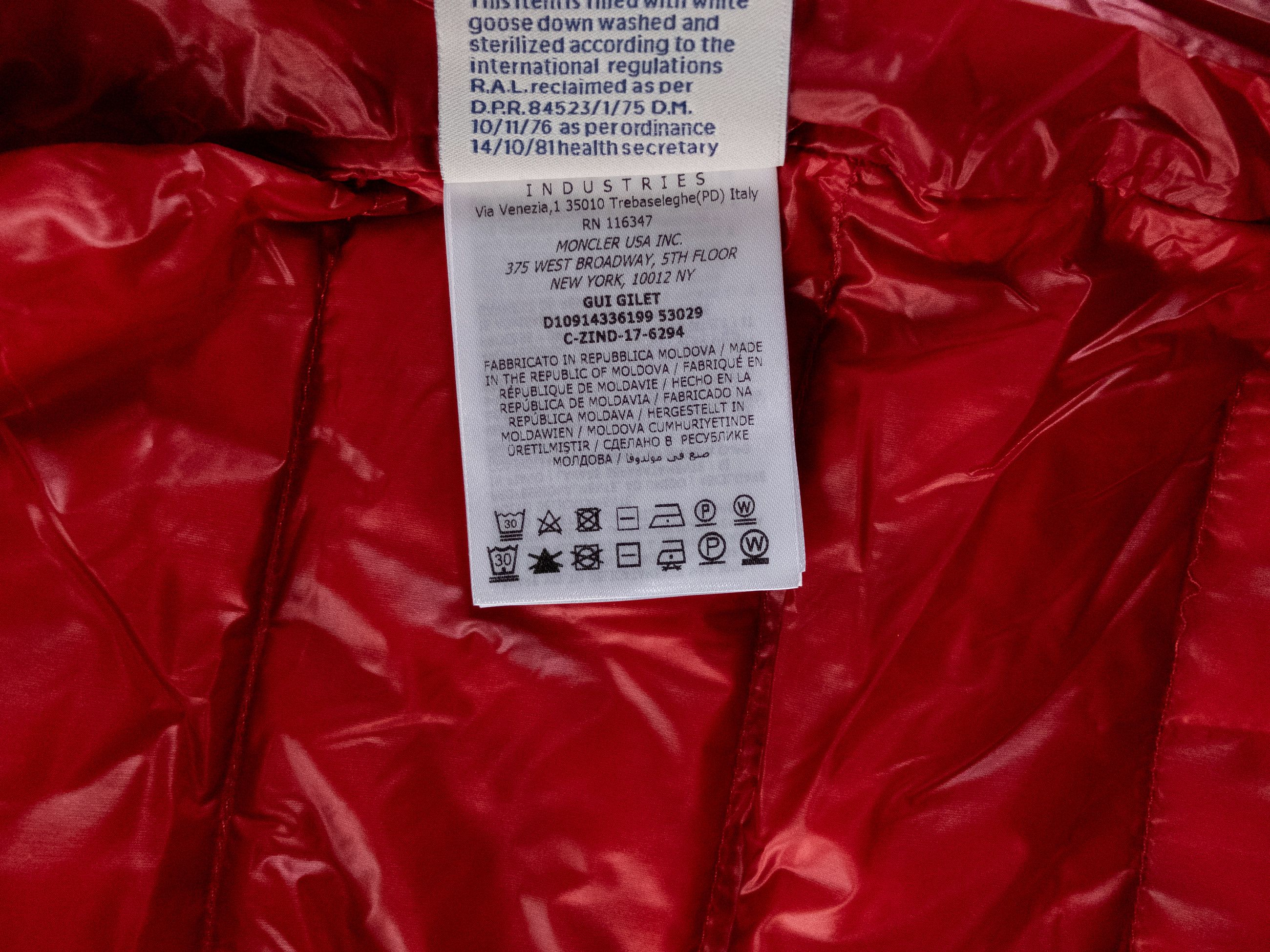 Moncler MONCLER Gui red padded quilted down vest Size 1 / Small Size US S / EU 44-46 / 1 - 14 Thumbnail