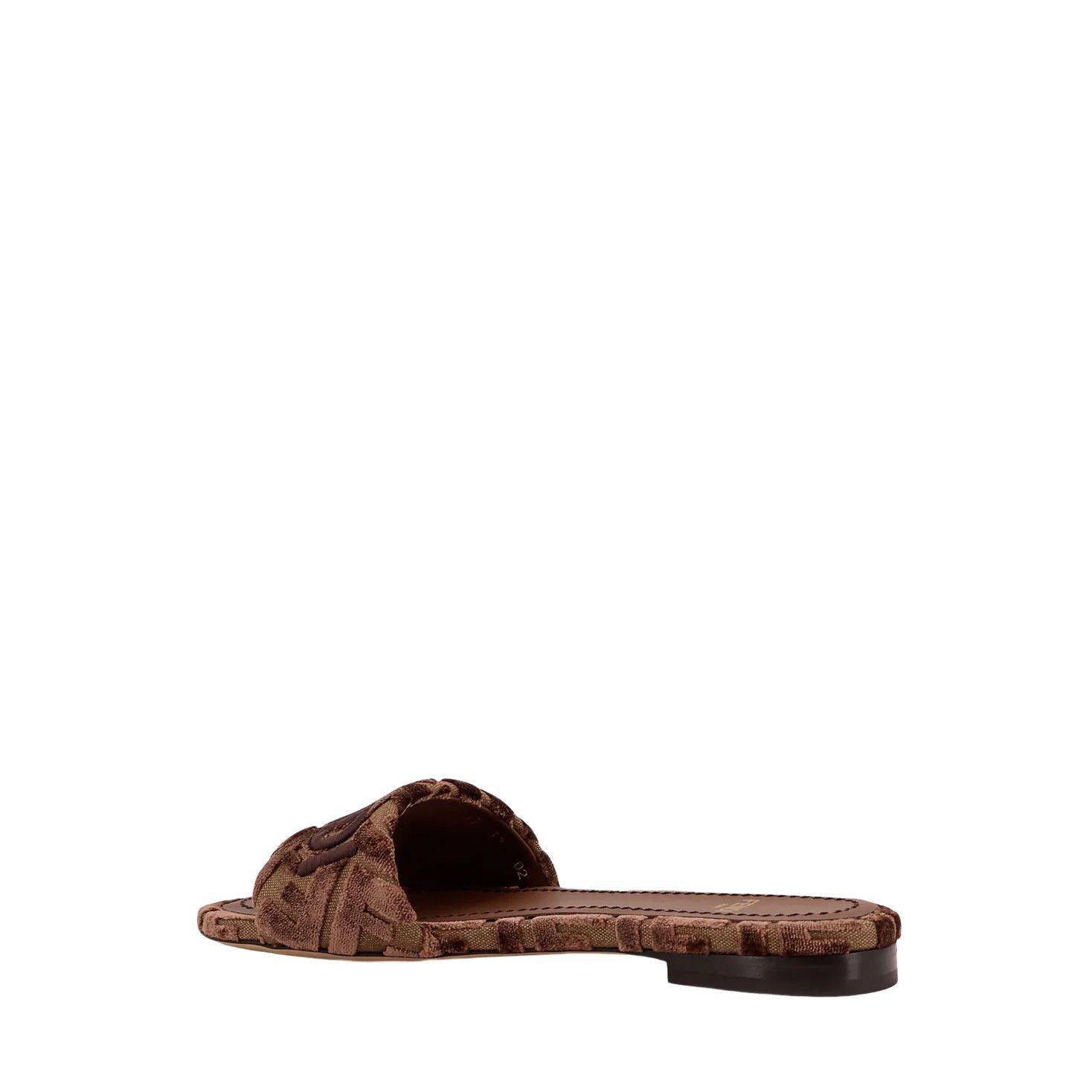 FENDI Sunshine Brown Fabric Slide Sandals New & Authentic (W