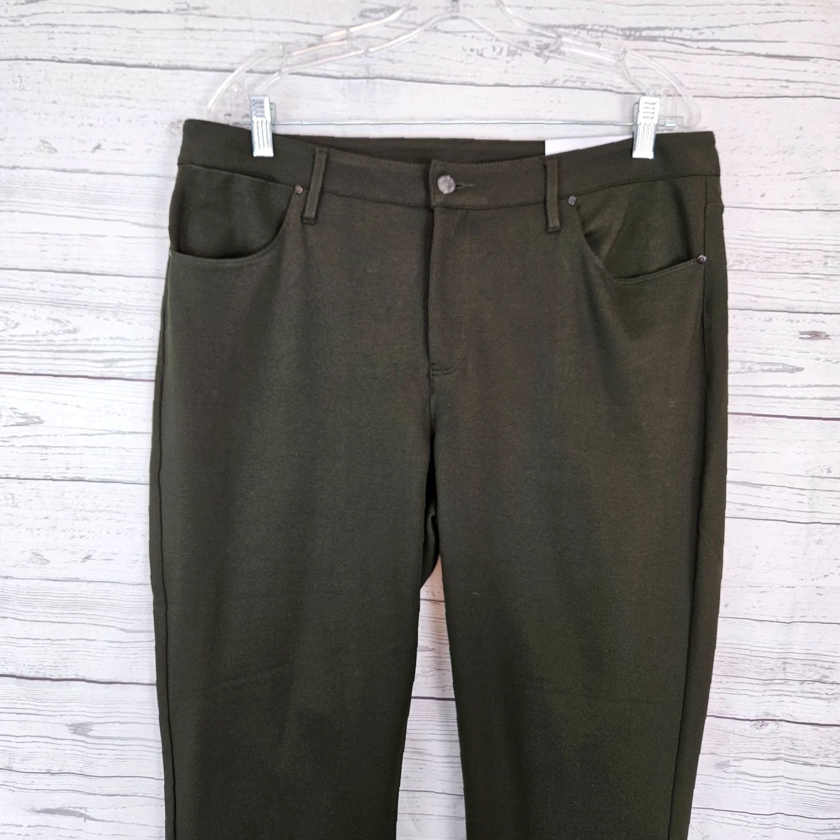 Vintage Chicos Womens Ponte Slim Leg Pants Sz 14 Green High Rise Size 36" / US 14 / IT 50 - 2 Thumbnail
