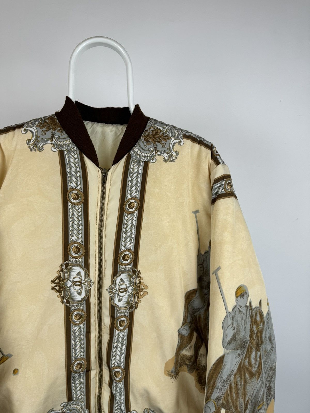 Vintage Vintage Baroque Style Printed Polyester Bomber Jacket Size US M / EU 48-50 / 2 - 3 Thumbnail