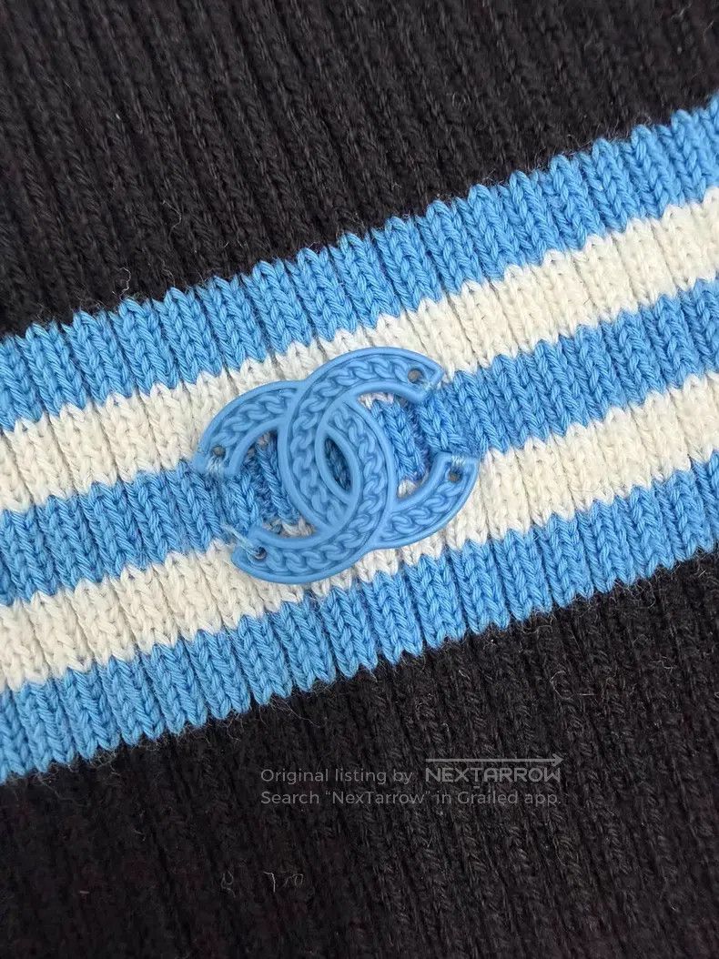 Chanel Chanel Blue striped black and white color-block knitted ve Size XS / US 0-2 / IT 36-38 - 3 Thumbnail