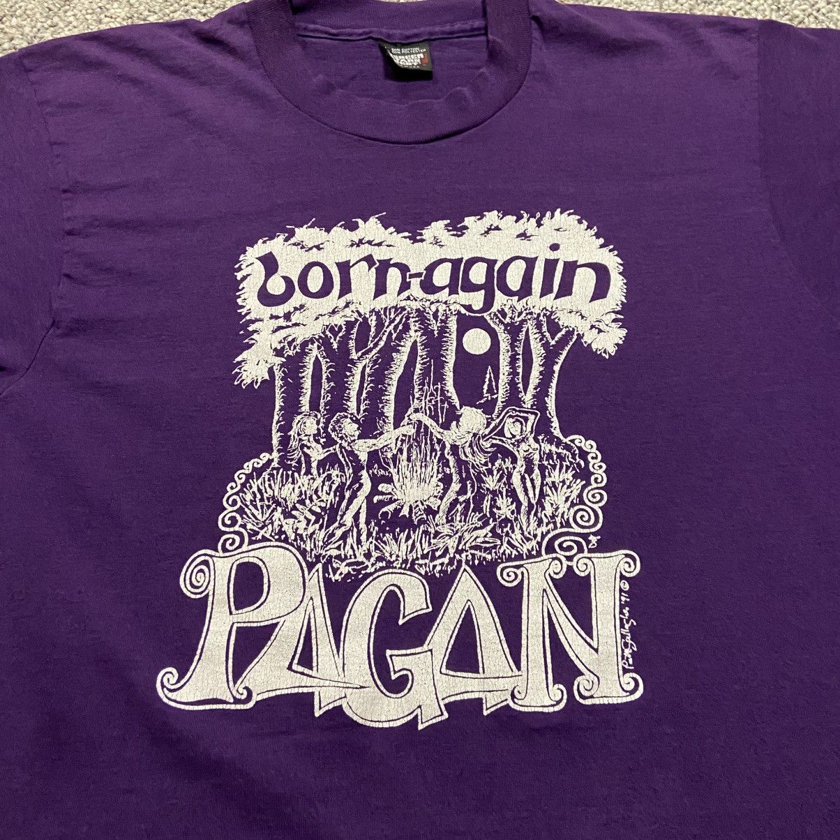 Vintage 90s 1995 Wiccan Born Again Pagan shirt Size US L / EU 52-54 / 3 - 1 Thumbnail