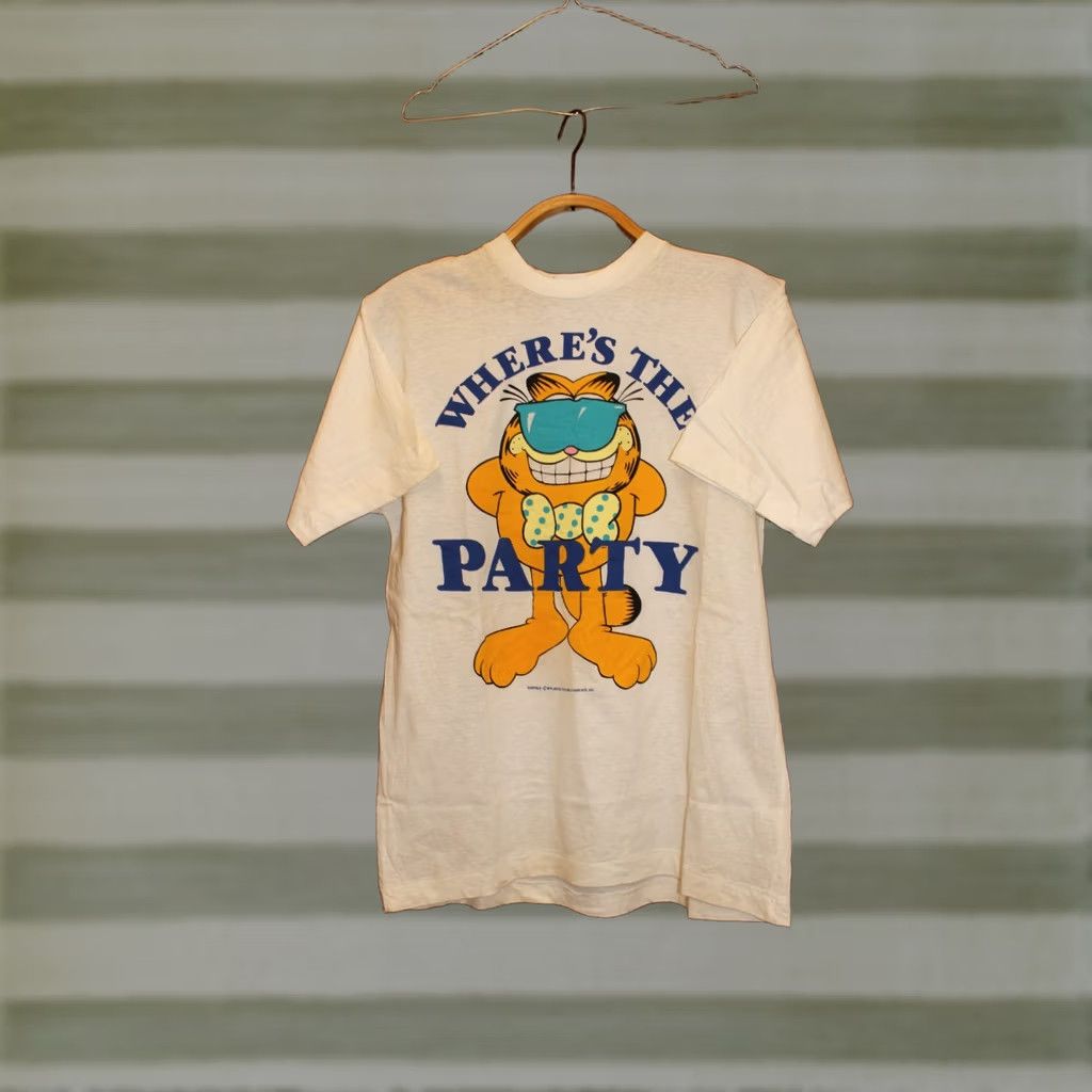 Vintage VINTAGE Garfield Where's The Party T-shirt Mens Shirt L White 1978 Size US L / EU 52-54 / 3 - 1 Thumbnail