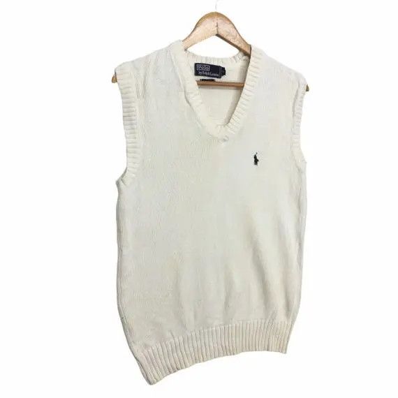 Polo Ralph Lauren Vtg 90' POLO RALPH LAUREN Small Pony Knitwear Sweater Tank Size US L / EU 52-54 / 3 - 3 Thumbnail