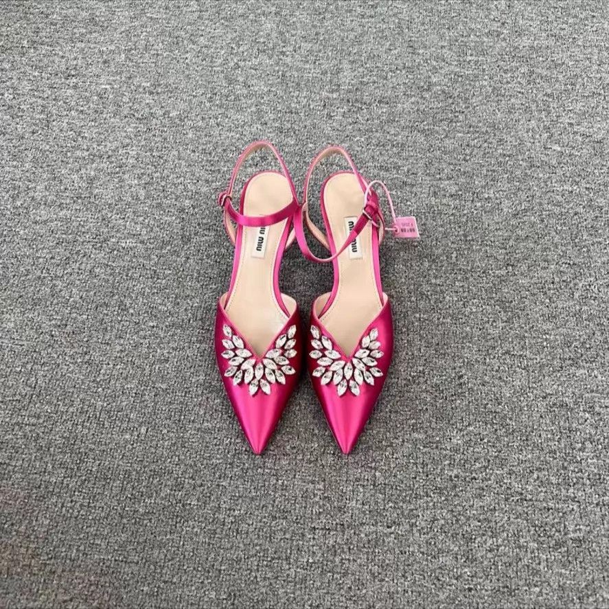 Miu Miu MIU MIU Satin Crystal Pointed Toe Heels 37 Size US 6.5 / IT 36.5 - 5 Thumbnail