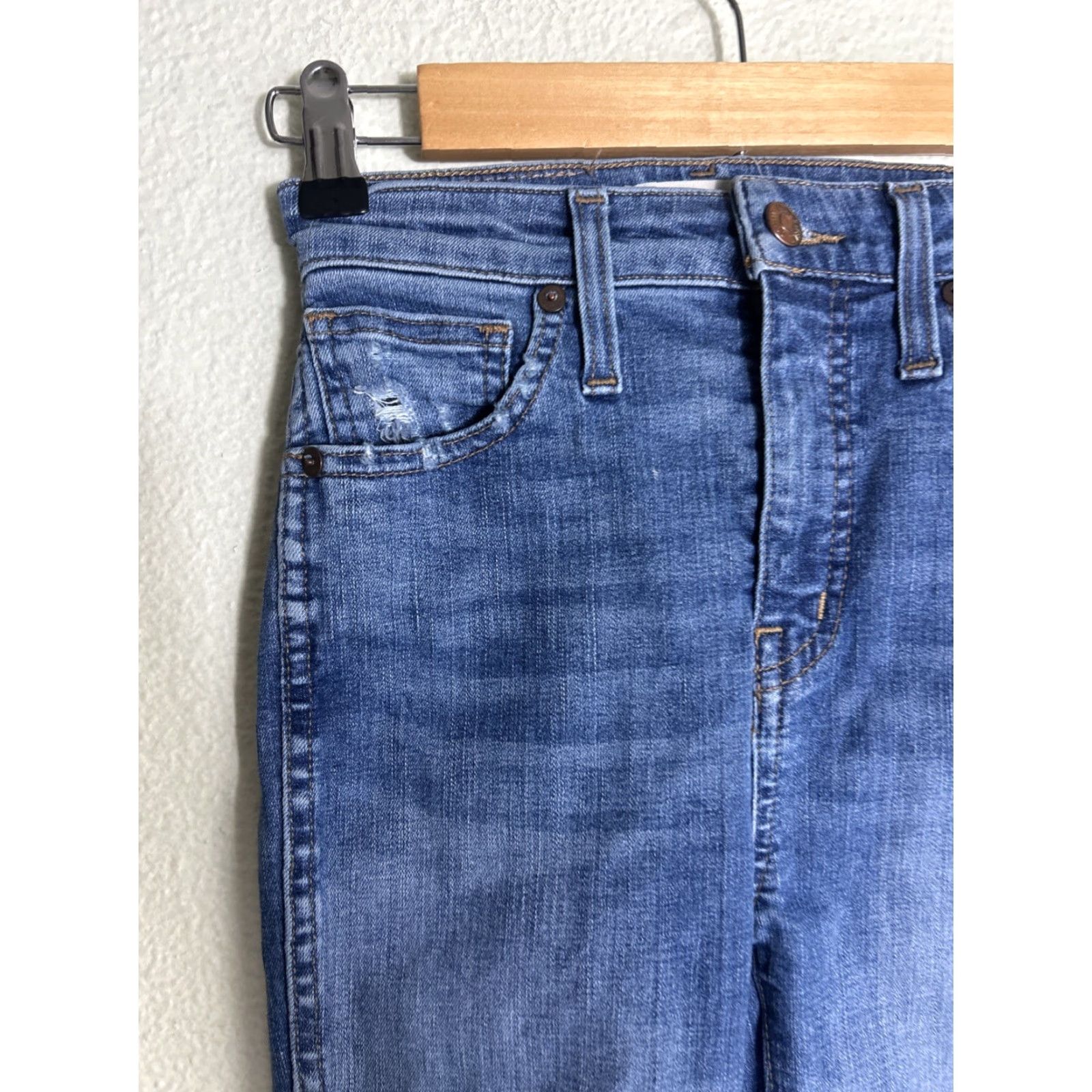 Madewell Madewell Curvy High Rise Skinny Jeans Size 23x28 Medium Wash Raw Hem Women Jeans Size 40" / US 18 - 4 Thumbnail