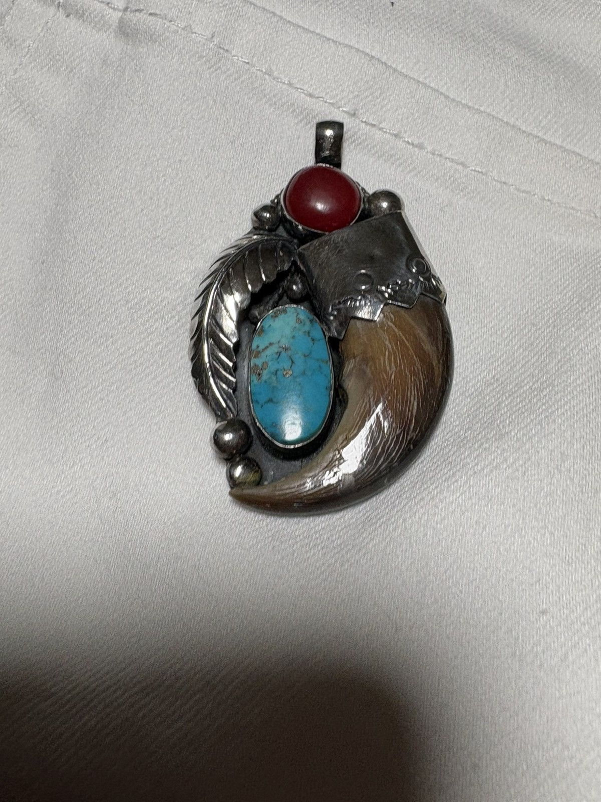 Other Vintage Sterling Silver Turquoise Navajo Claw Pendant Size ONE SIZE - 5 Thumbnail