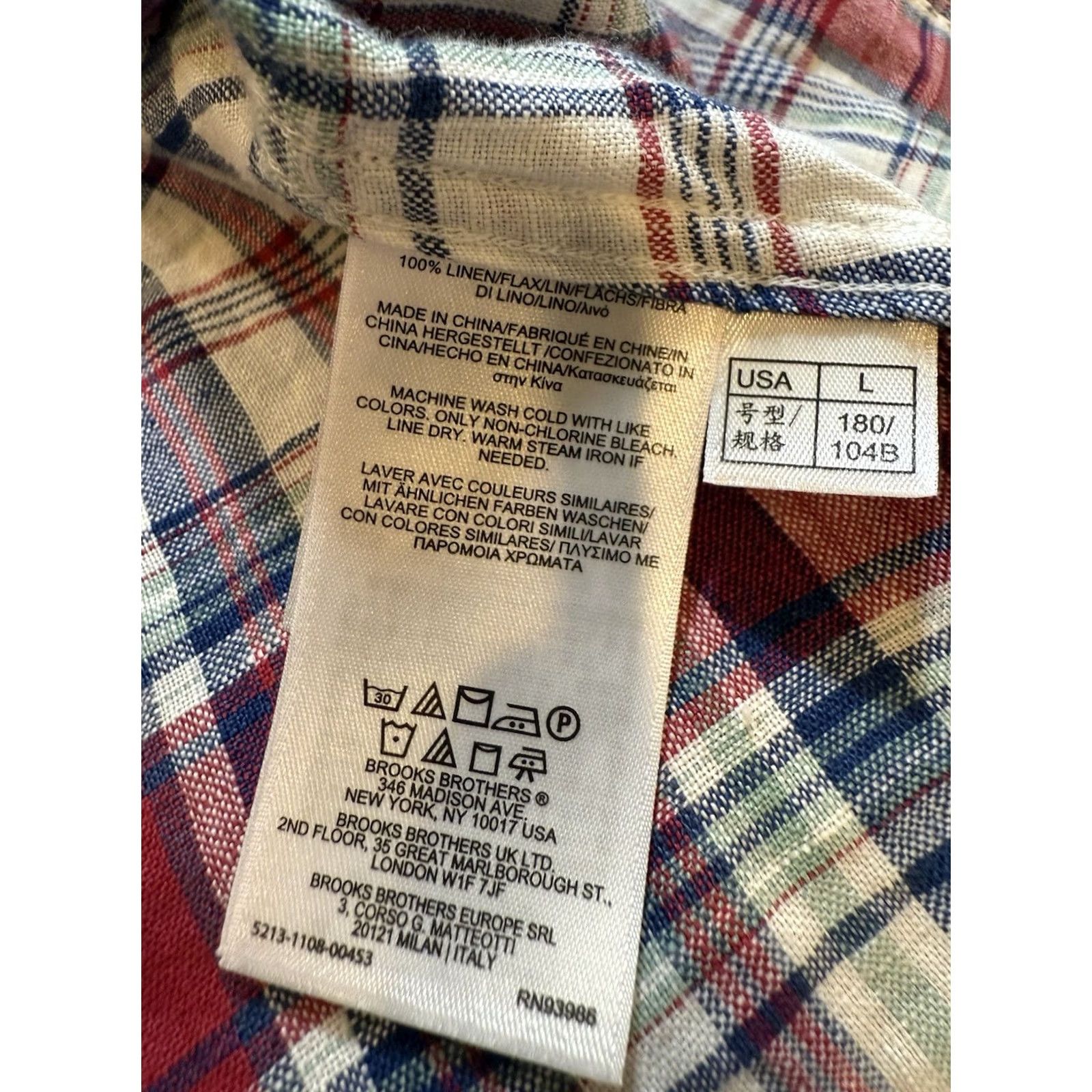 Brooks Brothers Brooks Brothers Shirt Men Linen BUTTON DOWN Red Plaid L Regu lar Short Sleeve Button-Up Size US L / EU 52-54 / 3 - 5 Thumbnail